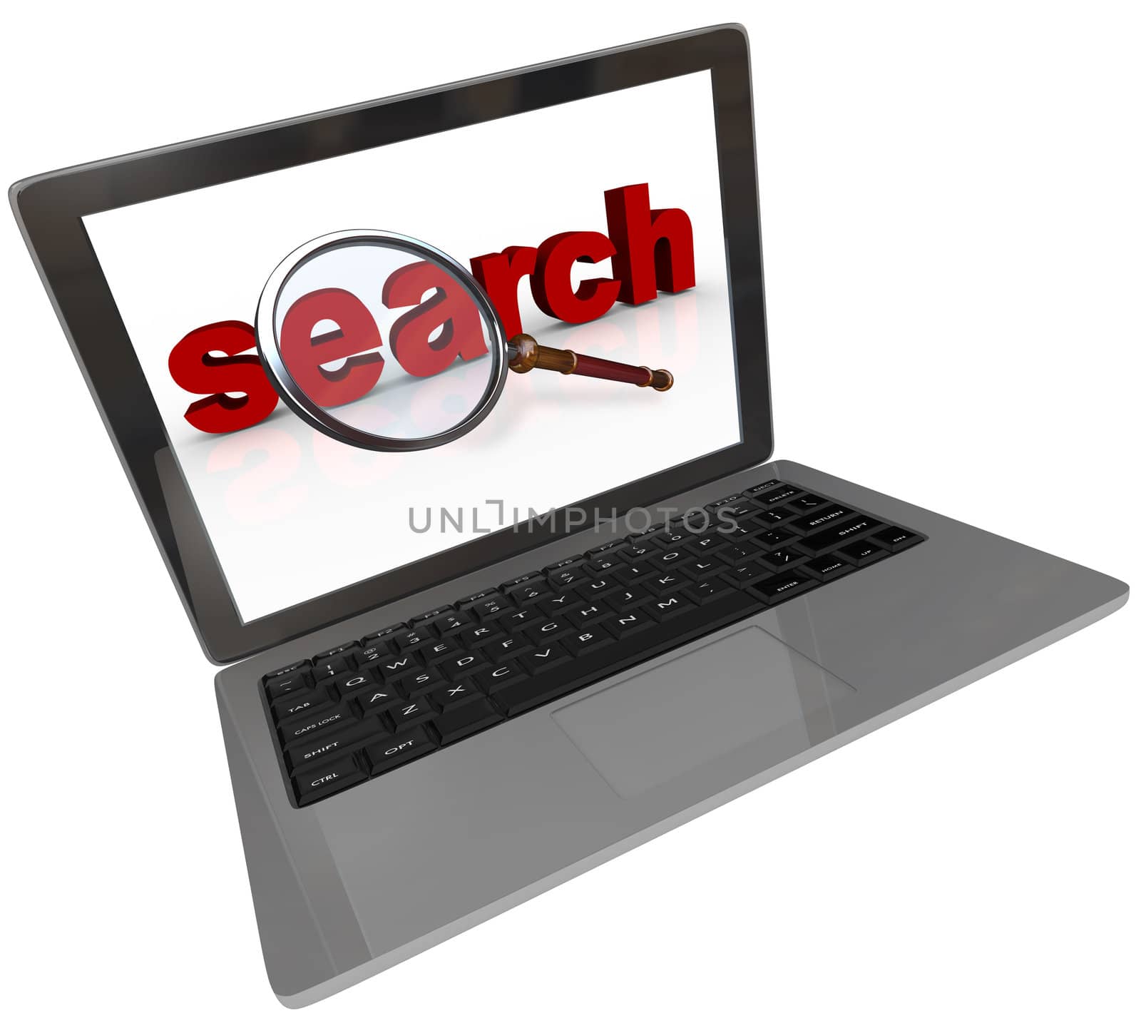 Laptop Screen Search Word Magnifying Glass by iQoncept