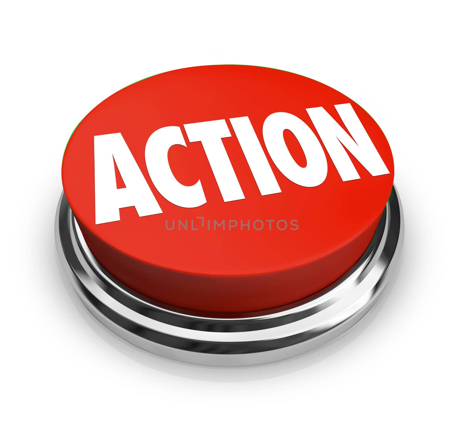 A red button with the word Action on it, representing the need to act to affect change, achieve a goal or take a stand for what you believe in 