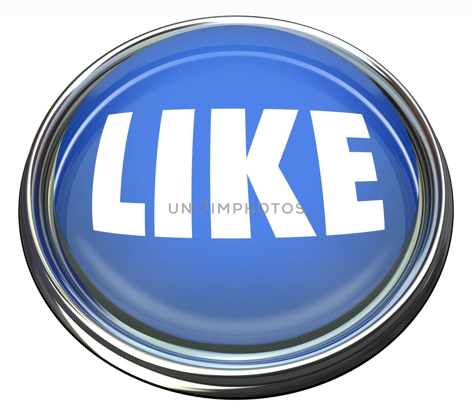 A round blue button with the word Like to indicate your approval or enjoyment of a website, social network, remark