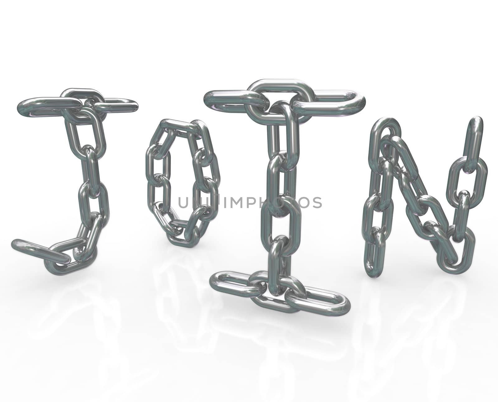 Join Word in Chain Links Joining Group Locked In by iQoncept
