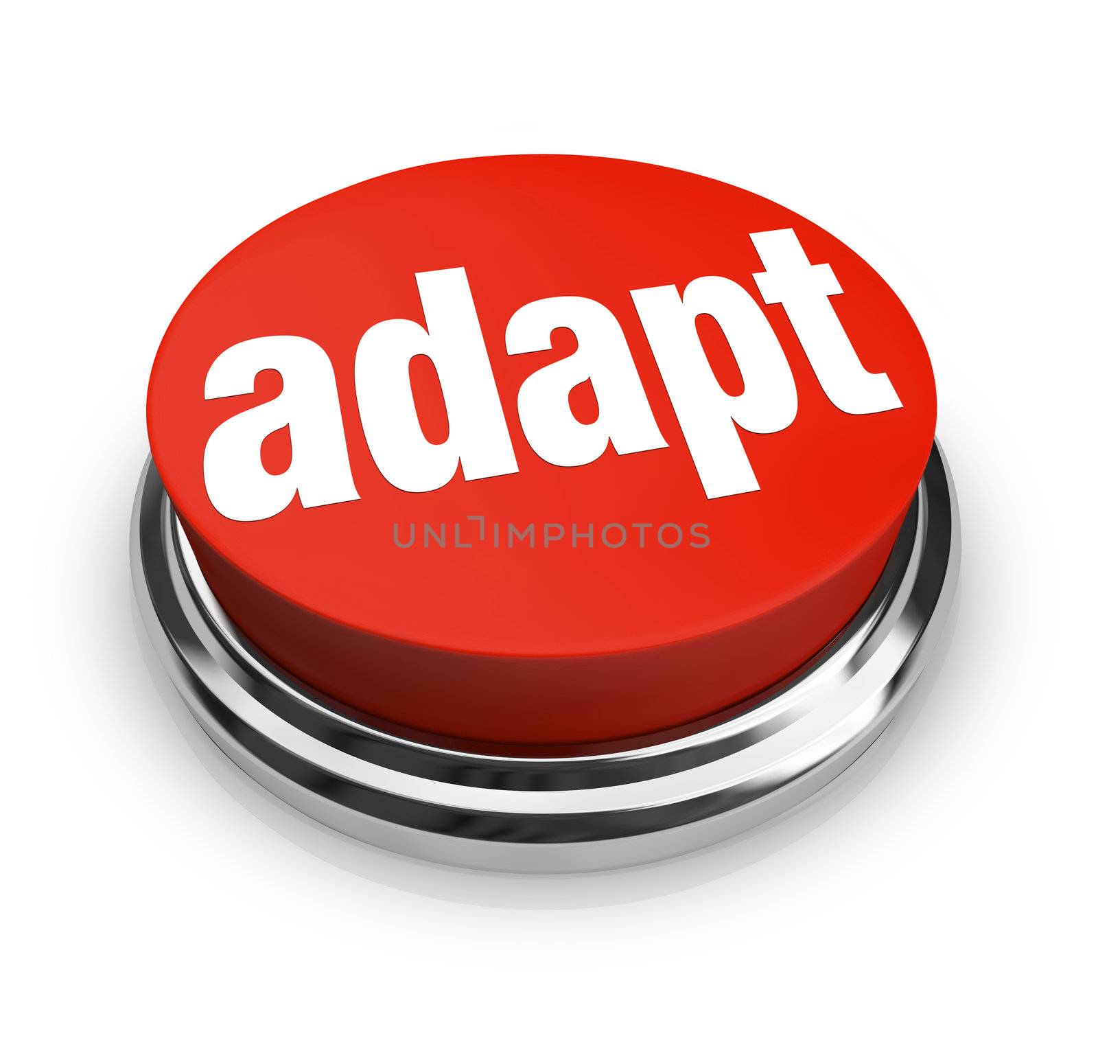 A red button with the word adapt on it, representing the desire to affect instant change and quickly be adaptive to chaingng business or life conditions
