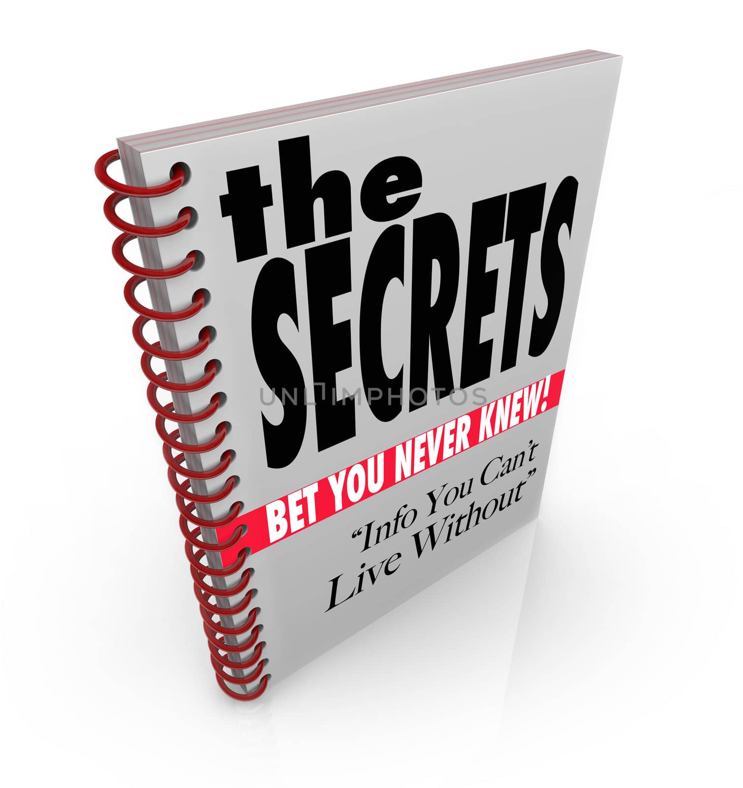A spiral bound book with headlines reading The Secrets - Bet You Never Knew, and Info You Can't Live Without, a publication sharing hidden facts and instructions to help you