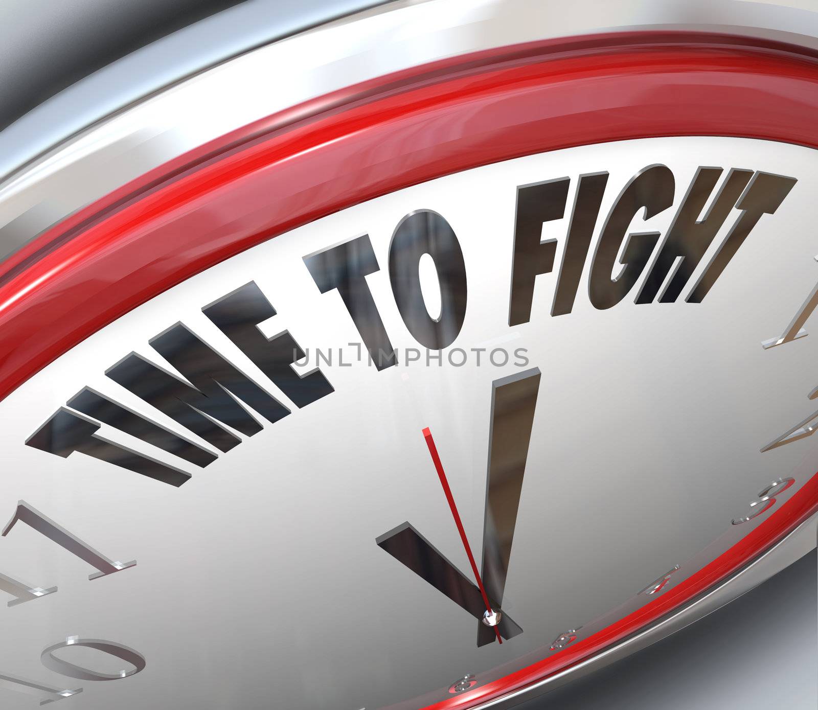 A clock with the words Time to Fight illustrating the urgency of standing up for your rights and demonstrating to those in power that you won't back down