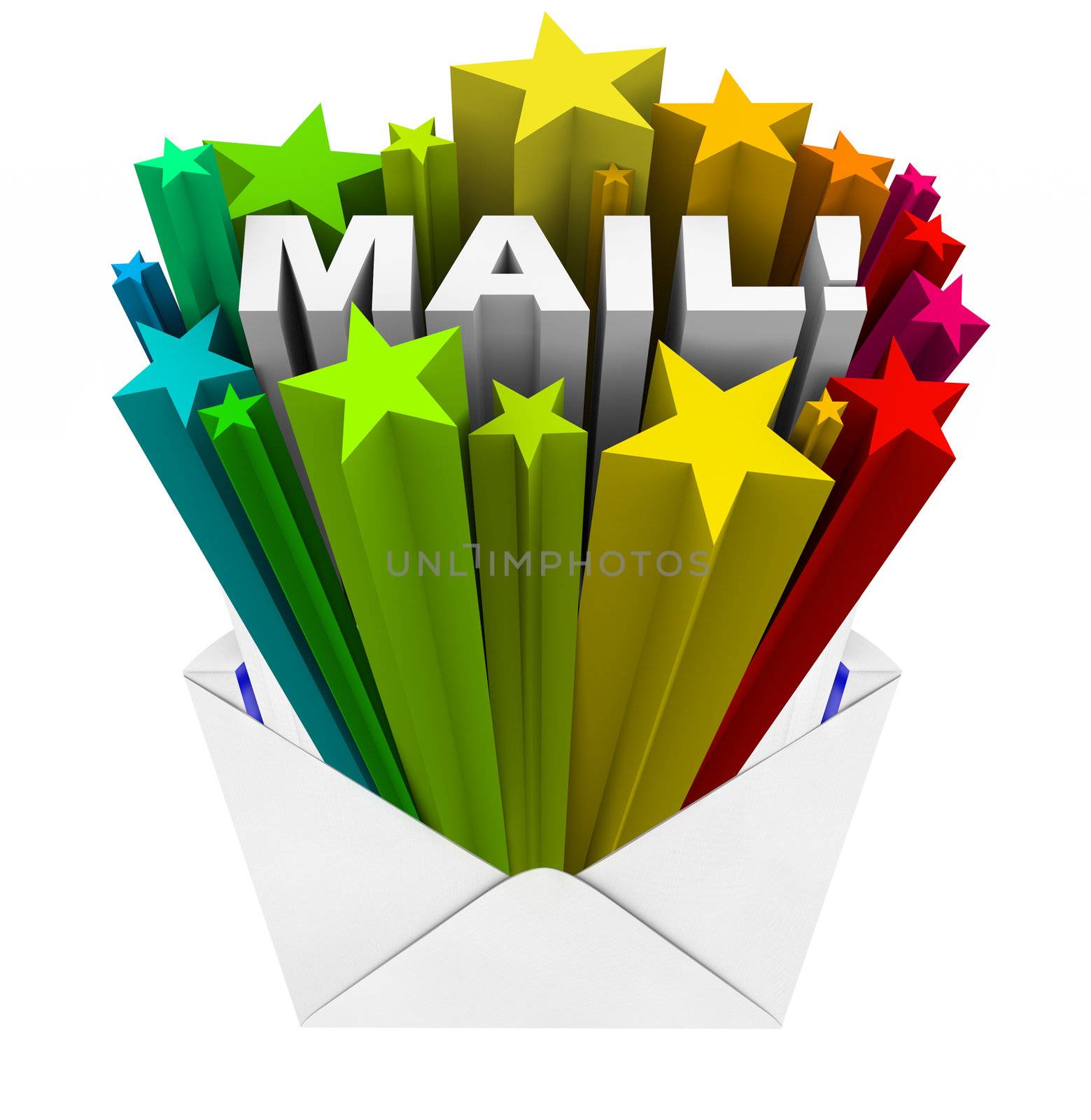 Mail Word in Envelope Open Correspondence Message by iQoncept