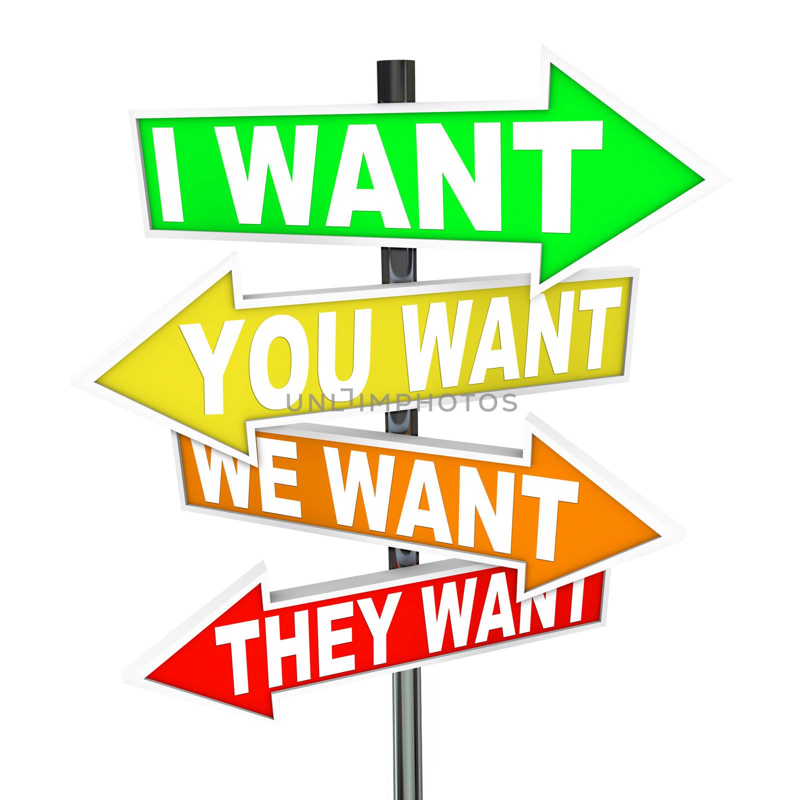 My Wants and Needs Vs Yours - Selfish Desires on Signs by iQoncept