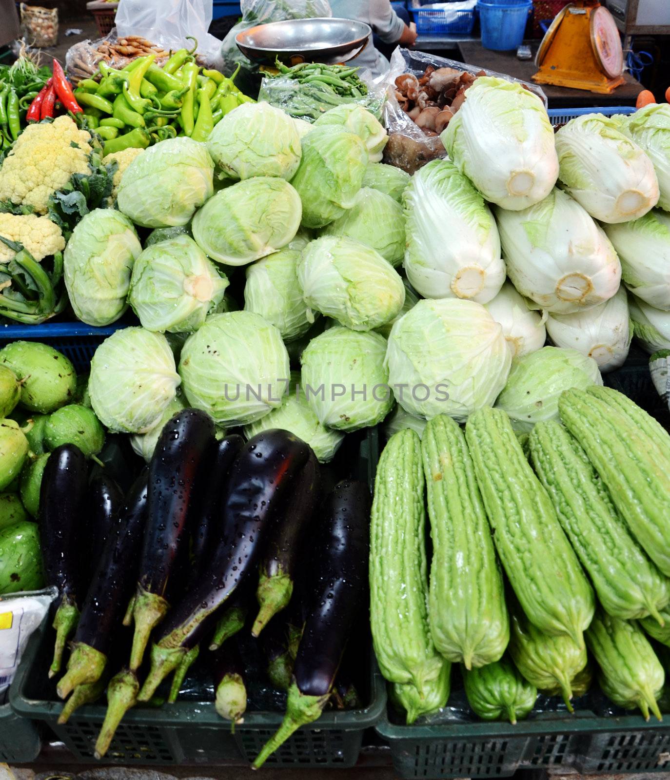 Assorted fruit and vegetable in market  by siraanamwong
