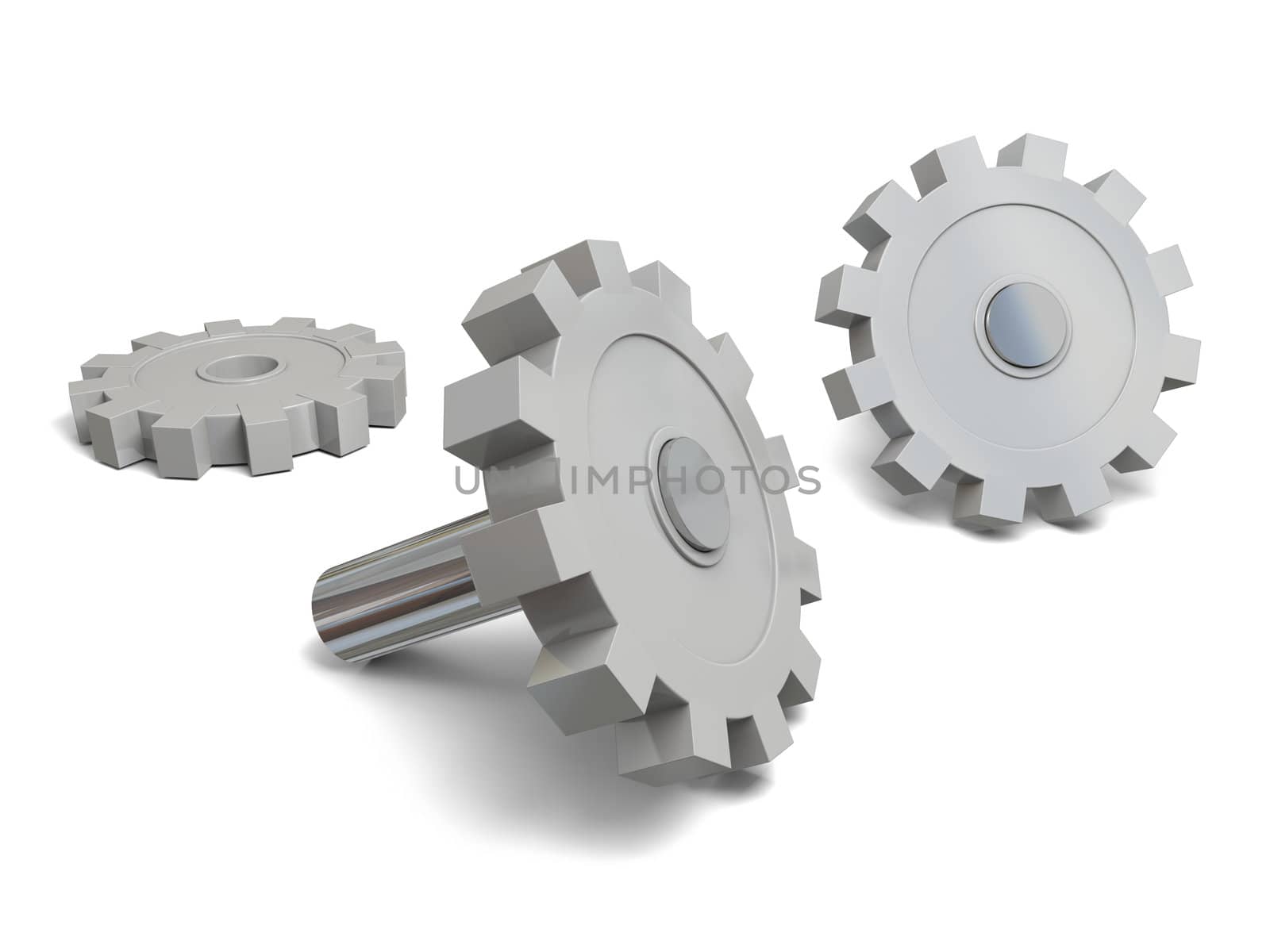 Steel cogs, isolated on white background