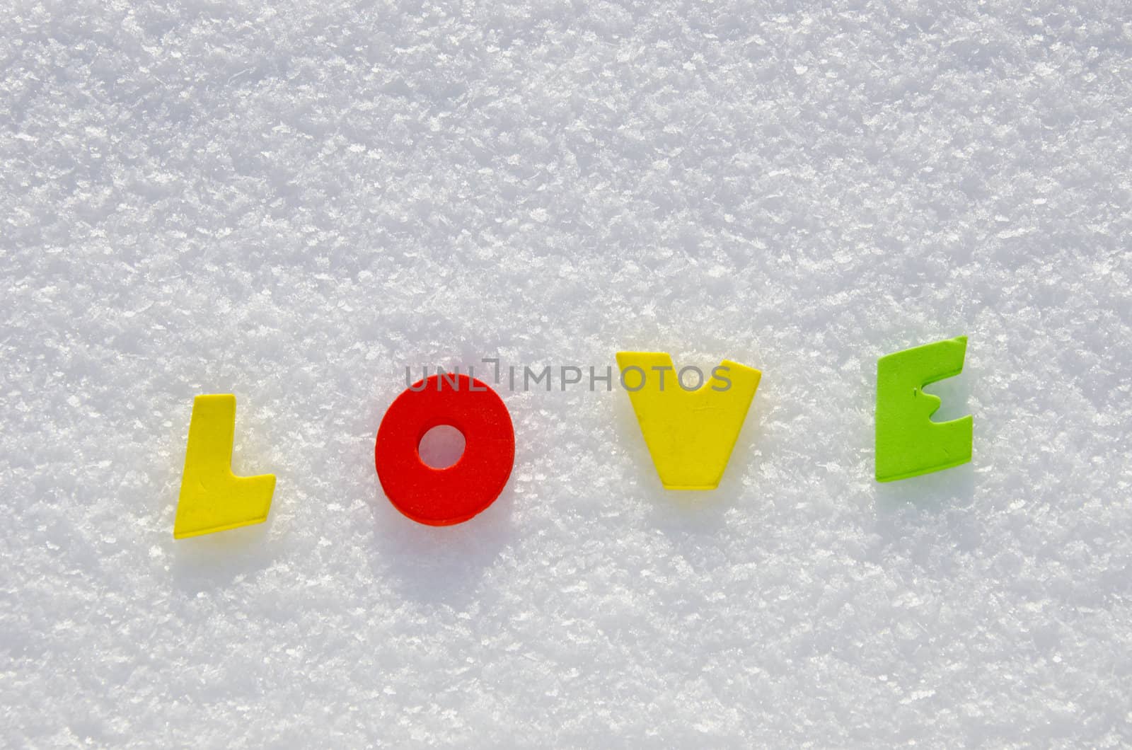 word love on Valentine day winter snow