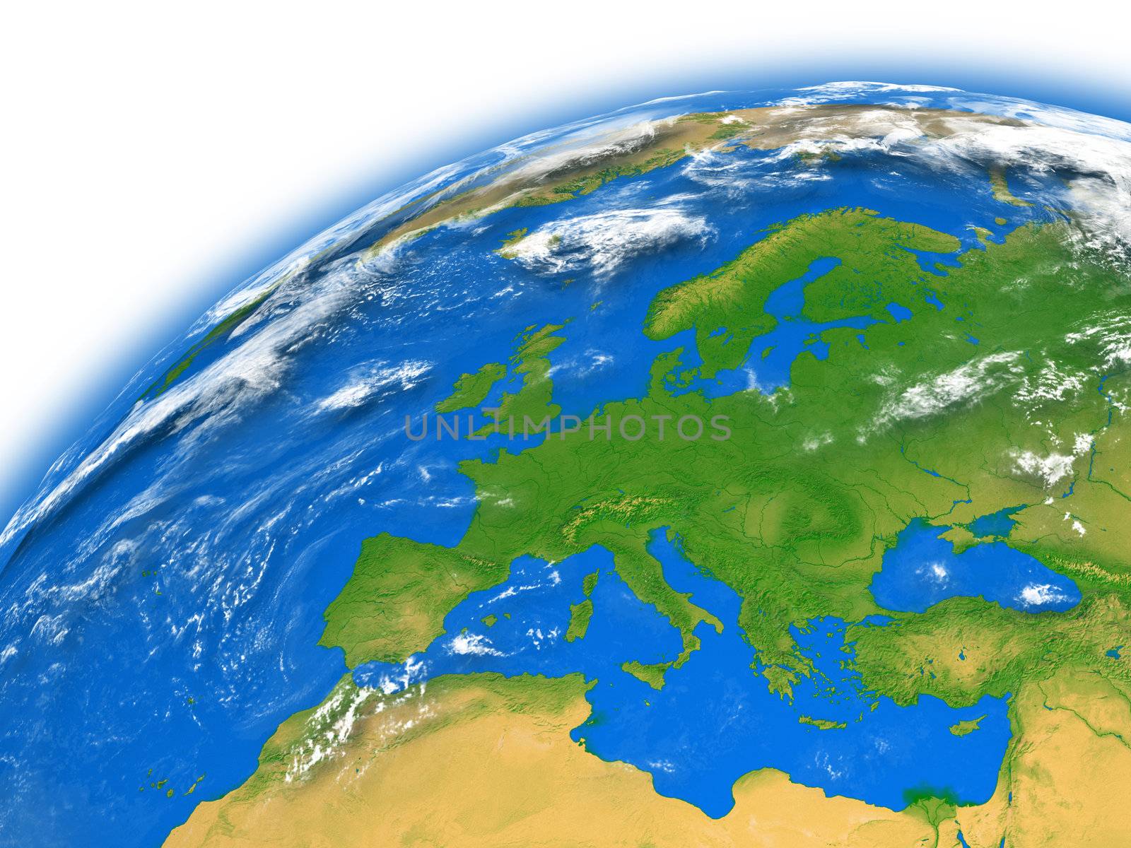Europe on planet Earth isolated on white background. Elements of this image furnished by NASA.