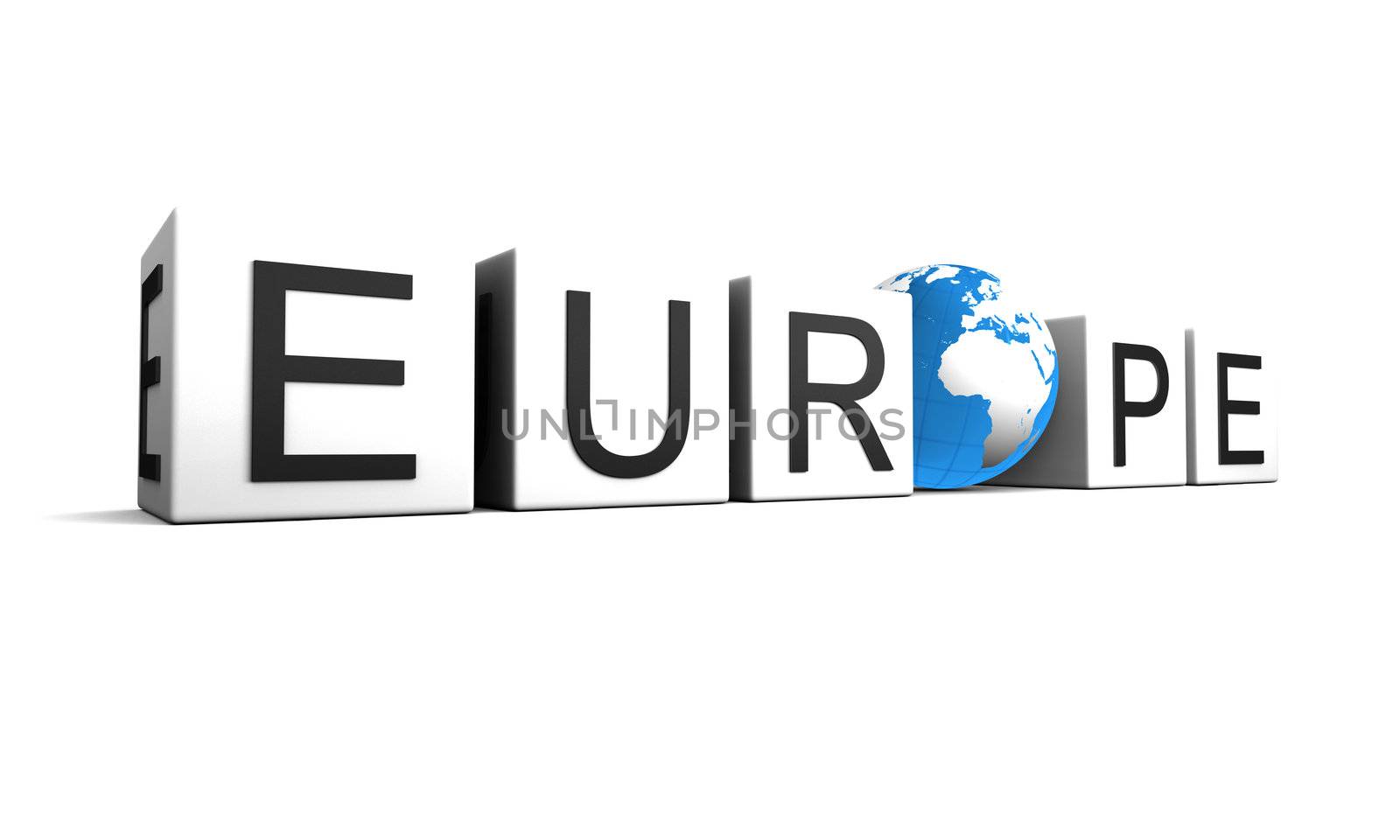 Concept of Europe with globe, isolated on white background. Elements of this image furnished by NASA.