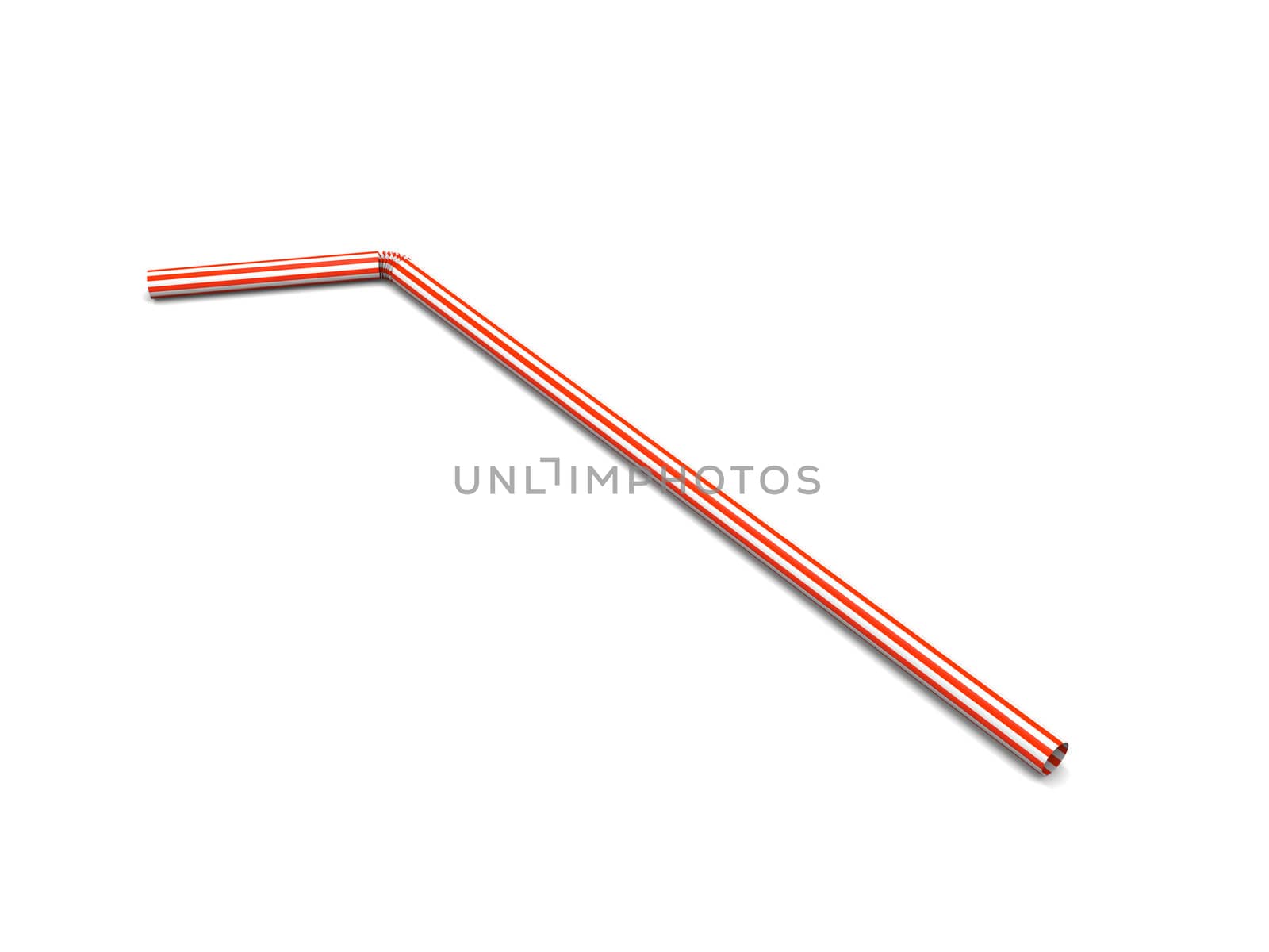 Red drinking straw isolated on white background