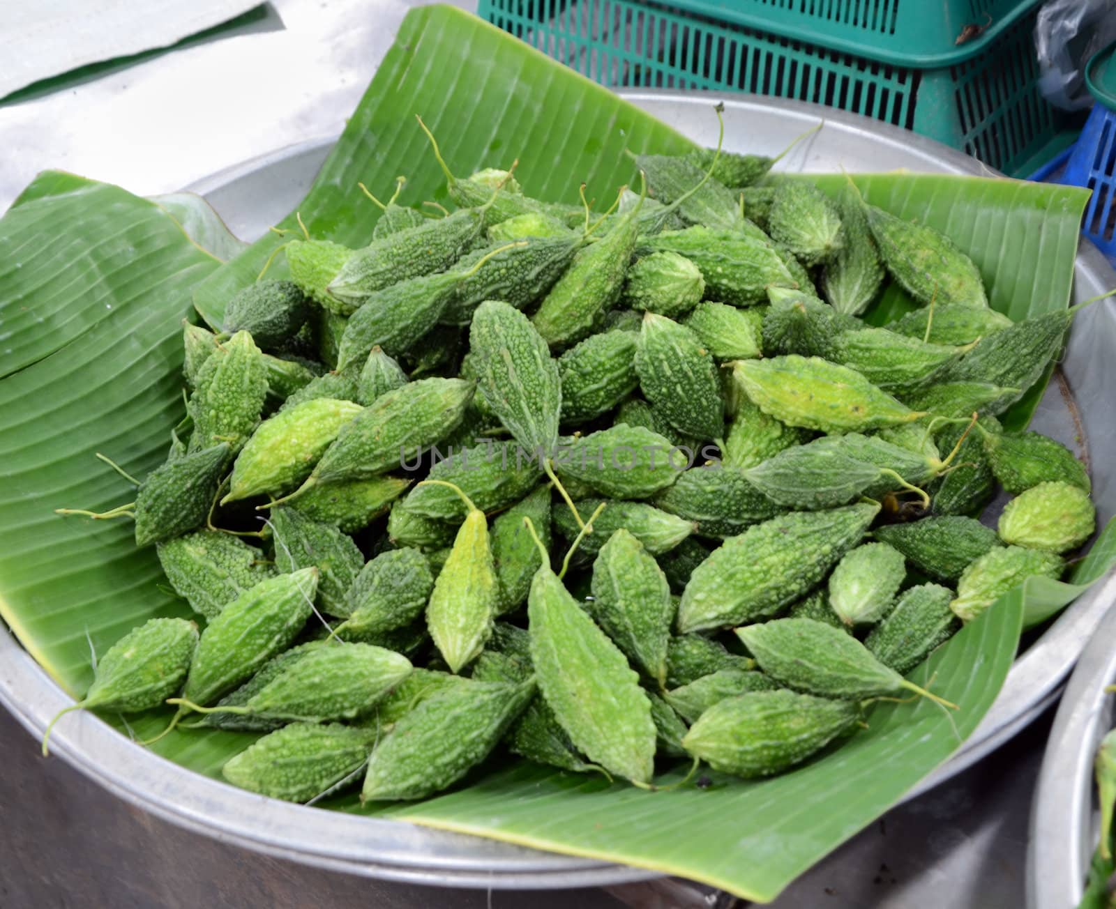 Wild bitter gourd in market