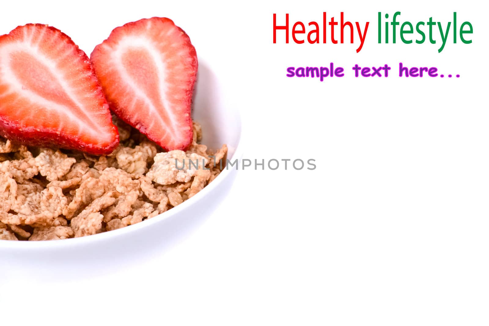 Muesli with fresh Strawberry healthy breakfast by vician