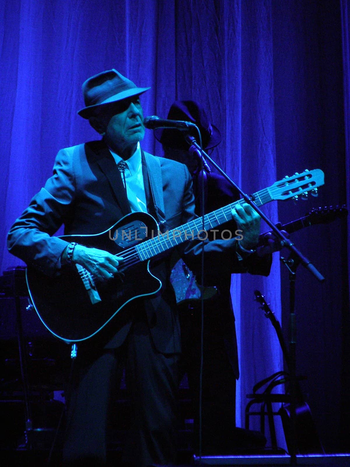 FLORENCE, SEPTEMBER 1ST: Leonard Cohen sings in front of a big audience for his only Italian date of the tour in Florence, piazza Santa Croce on September 1st, 2010.