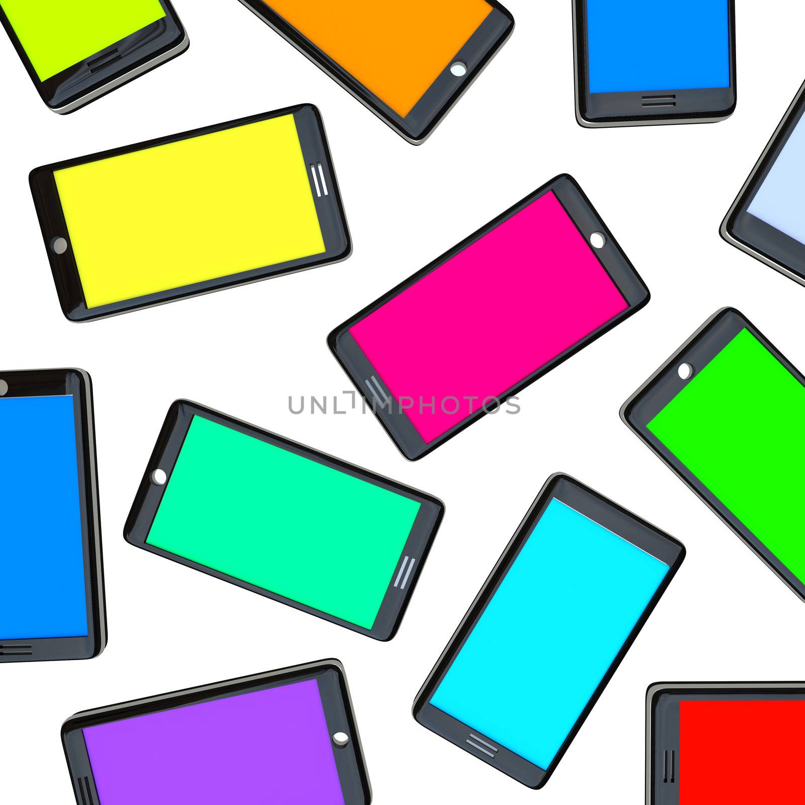 Smart Phones - Array of Colored Screens by iQoncept