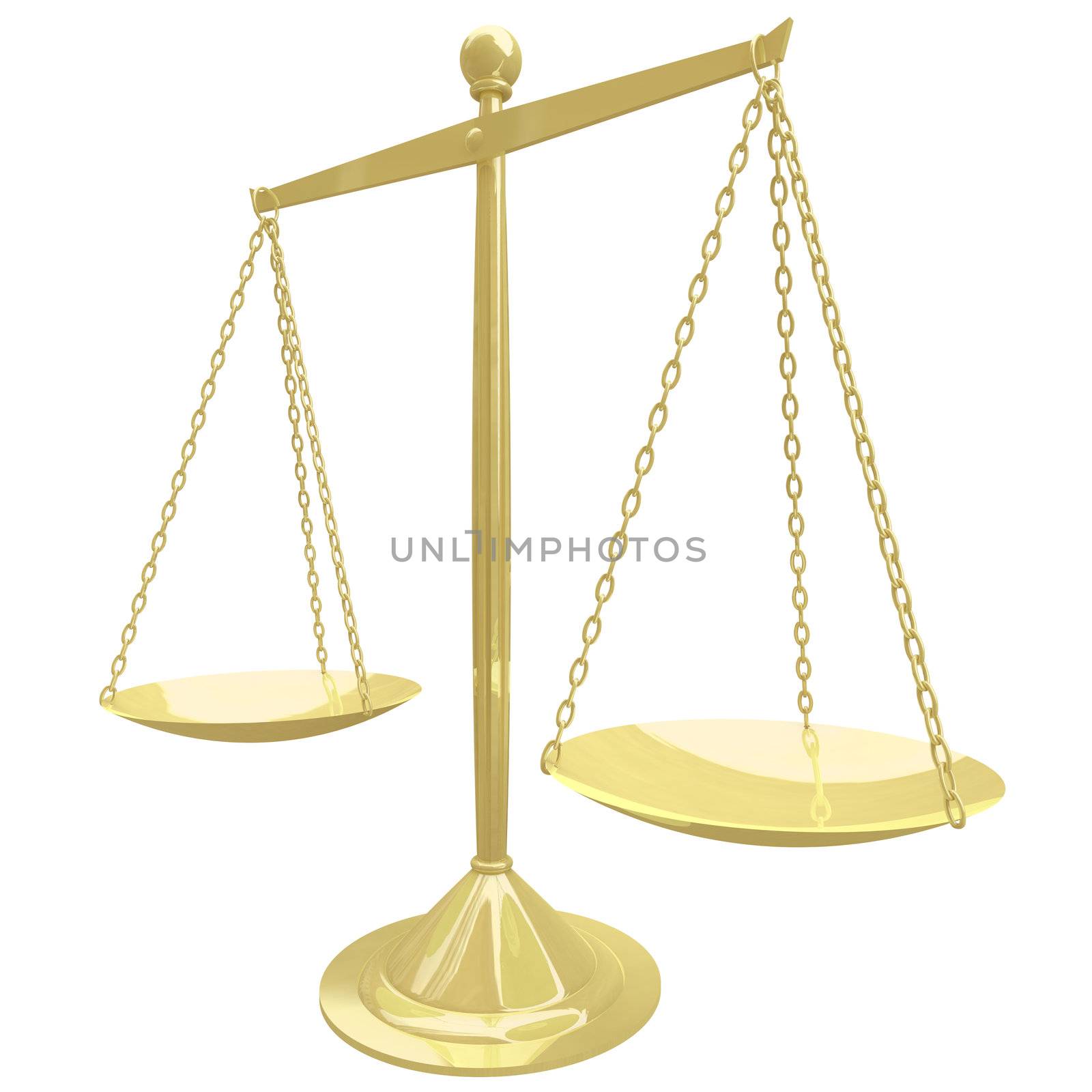 A gold scale with both sides in perfect balance