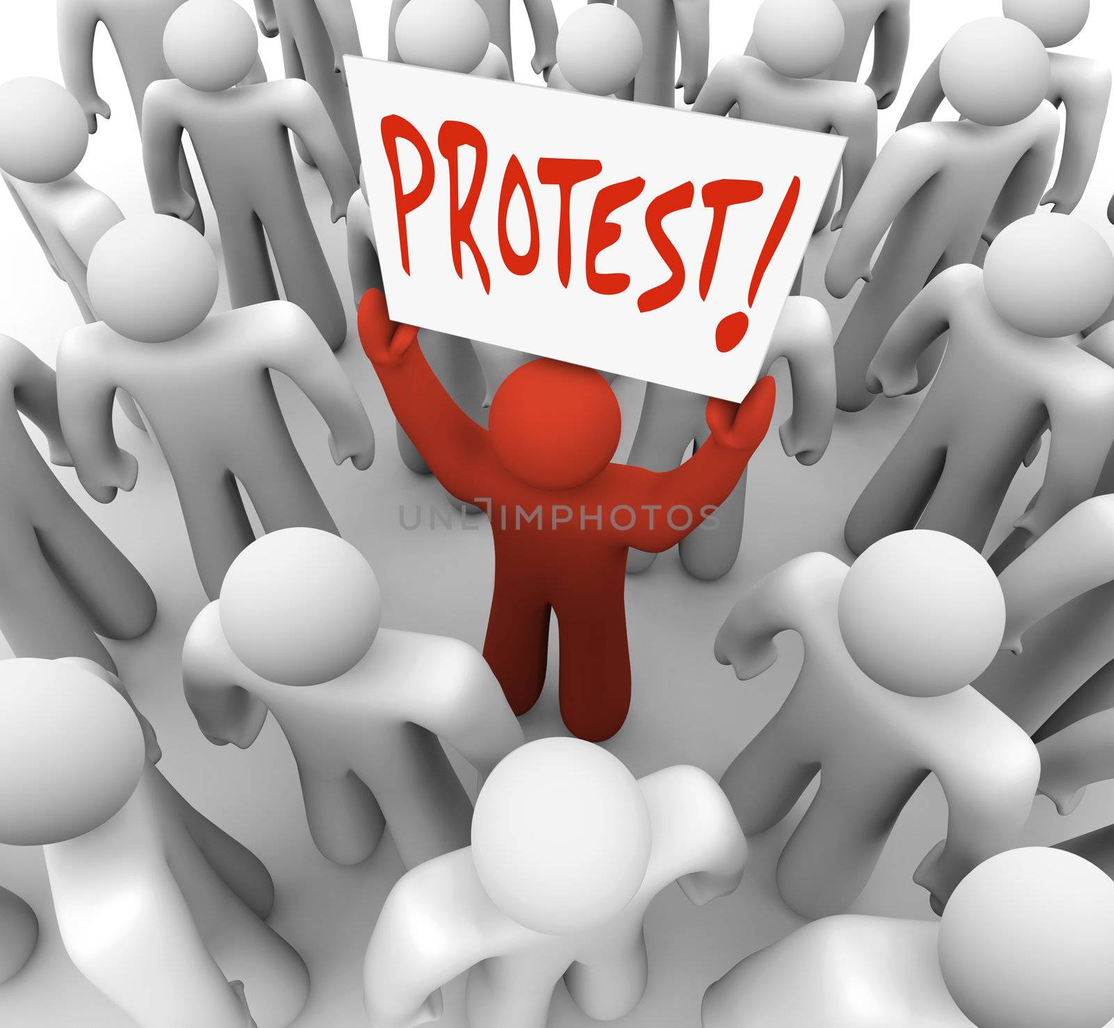 Demonstration Man Holds Protest Sign Movement for Change by iQoncept