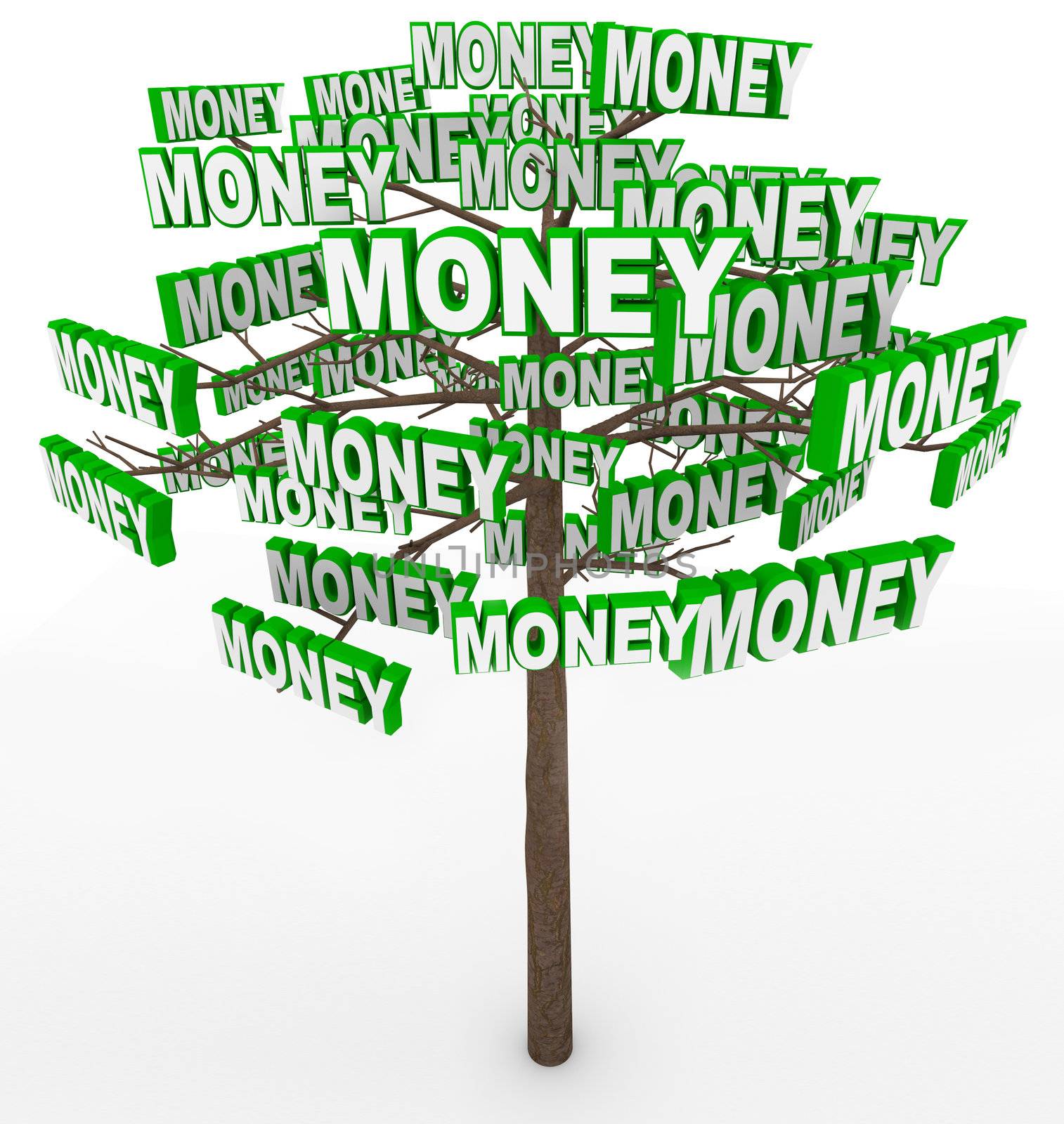 Money Growing on Trees Word on Tree Branches by iQoncept