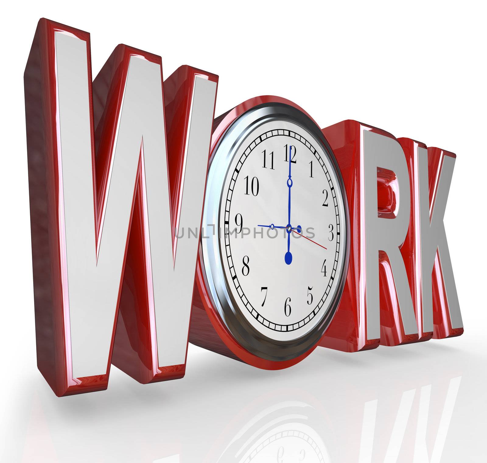 Work Clock Word Time to Get Working on Job Career by iQoncept