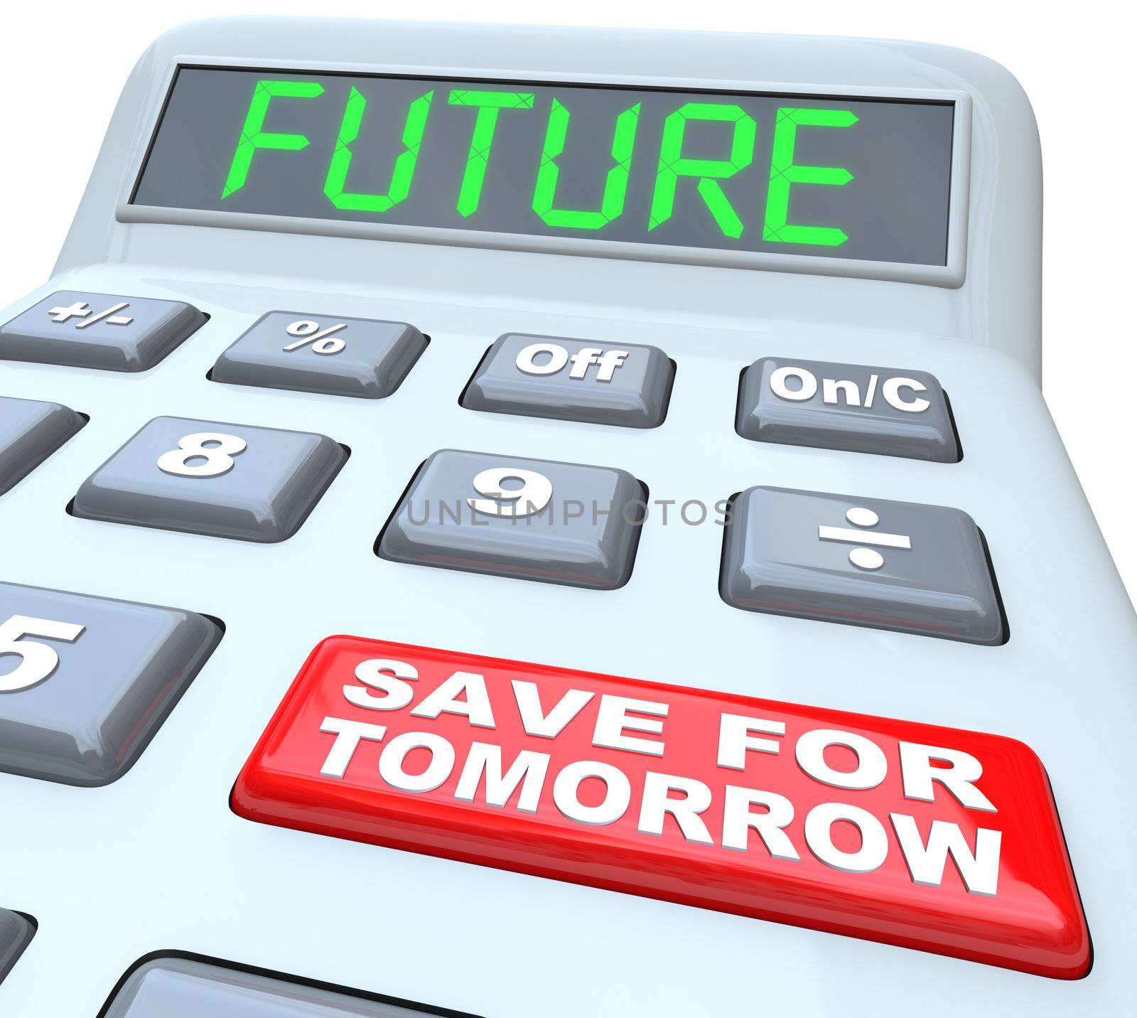 Calculator Words Future Button Save for Tomorrow by iQoncept