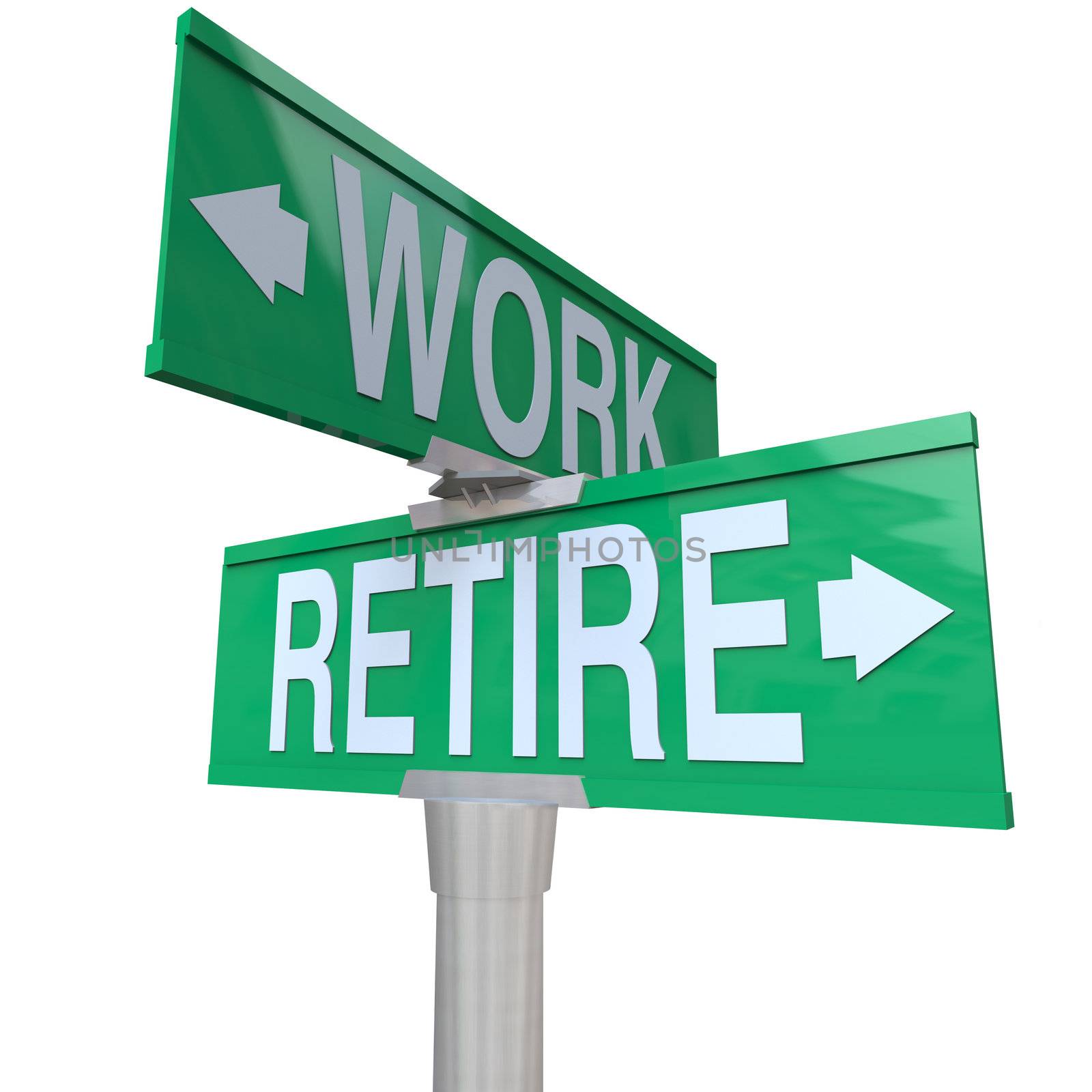 Decision to Retire or Keep Working - Retirement Street Sign by iQoncept