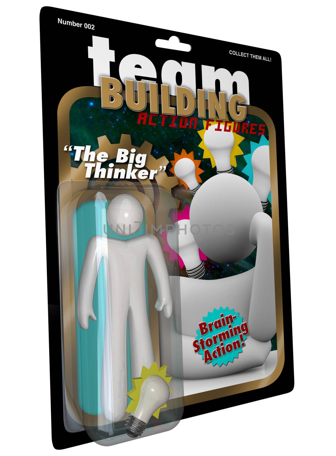 Big Thinker Action Figure Man Thinking of Ideas for Success by iQoncept