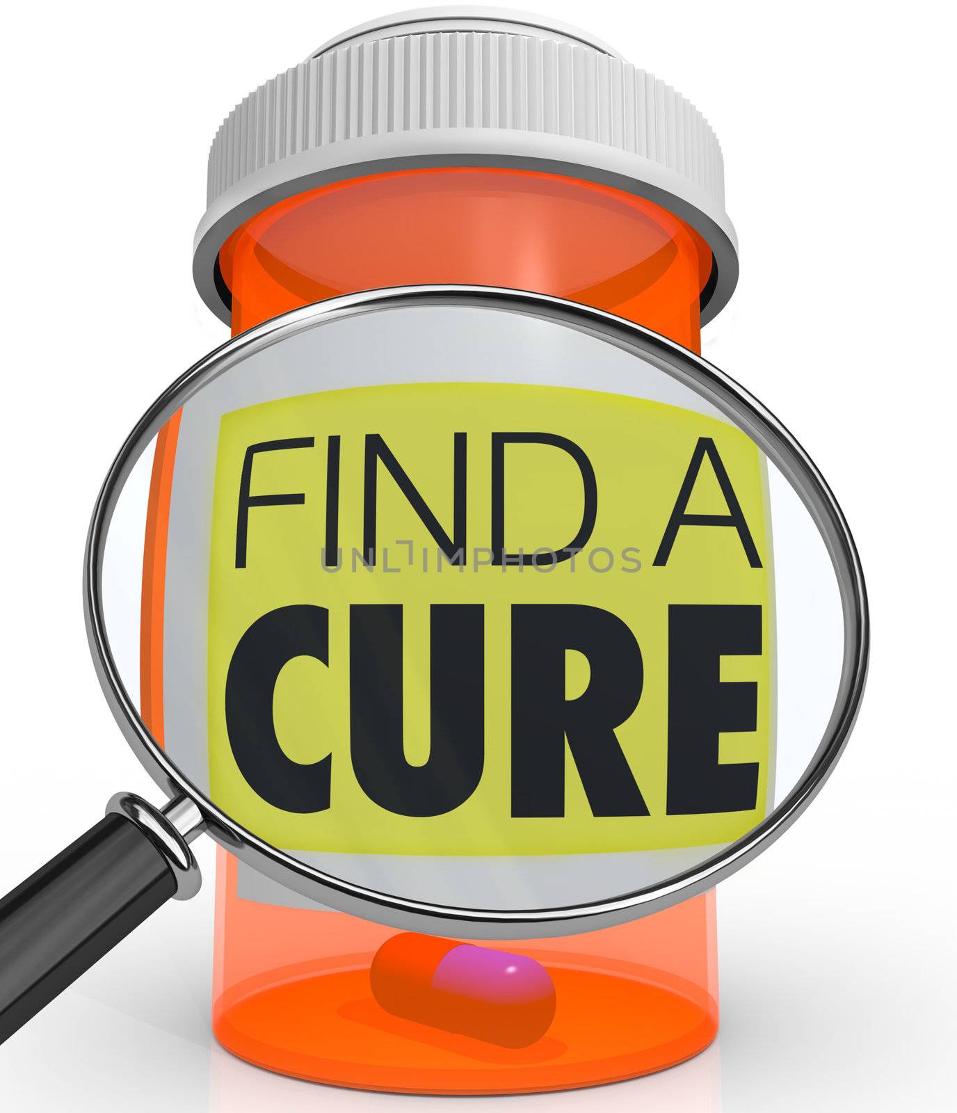 Find a Cure Magnifying Glass Medicine Bottle by iQoncept