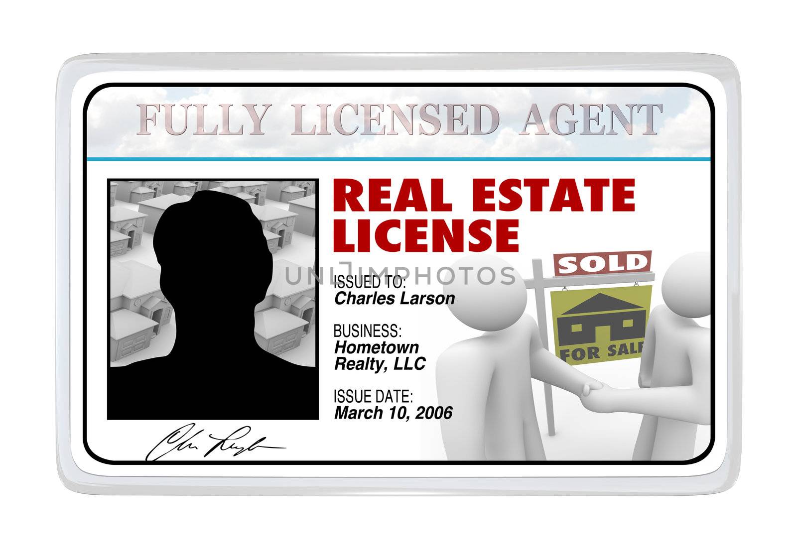 Laminated Card - Real Estate License for Agent Professional by iQoncept