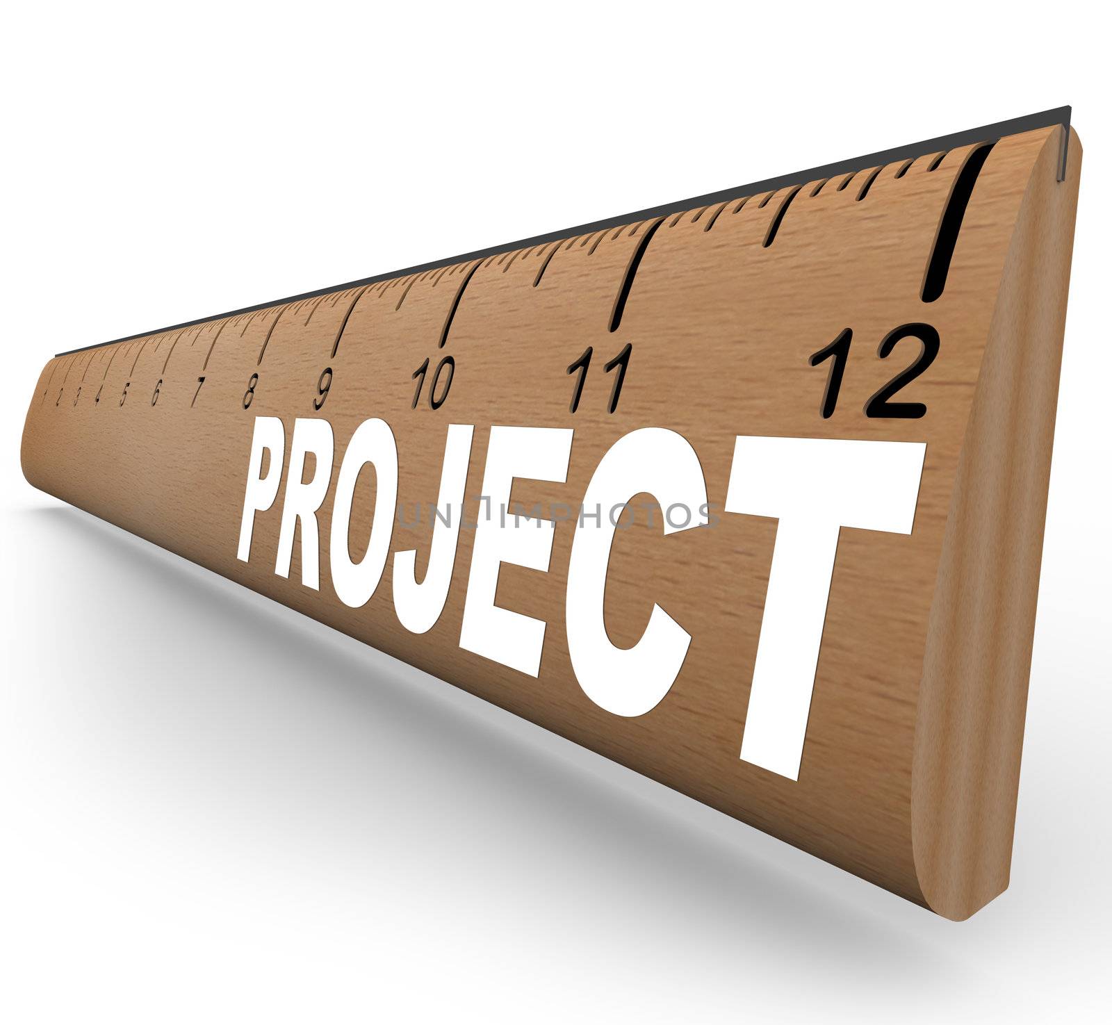 A wooden ruler with the word Project representing an assignment for school homework or an arts and crafts job you are working on