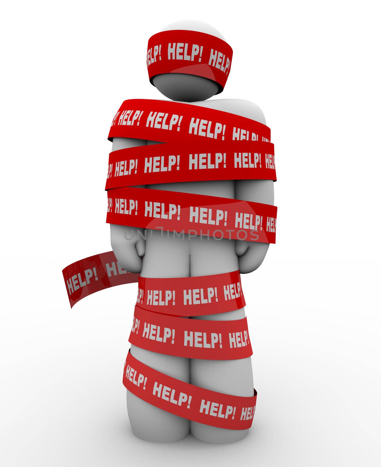Help Person Wrapped in Red Tape Needs Rescue by iQoncept