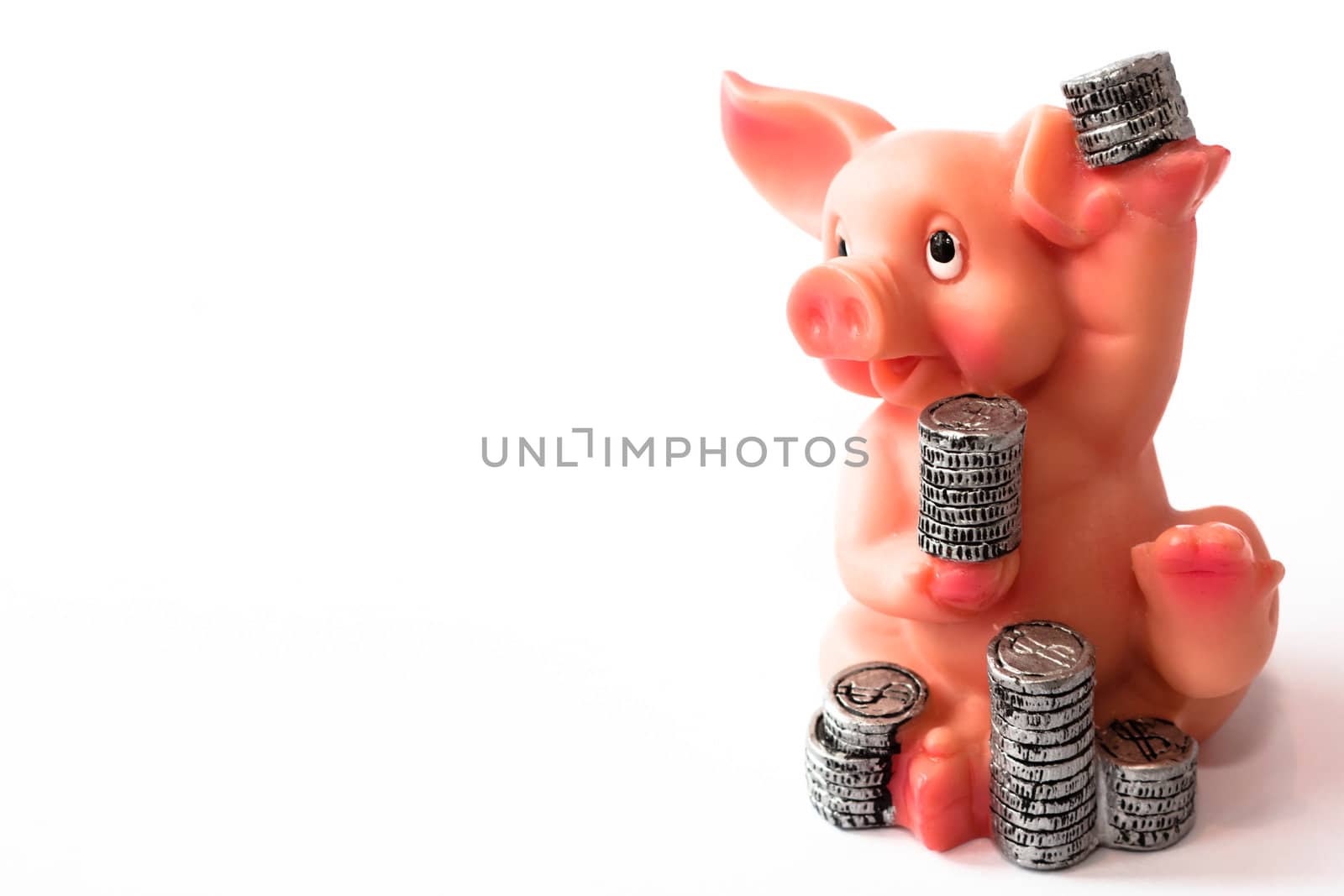 coins and money with artificial piggy by Natalia-Reutova