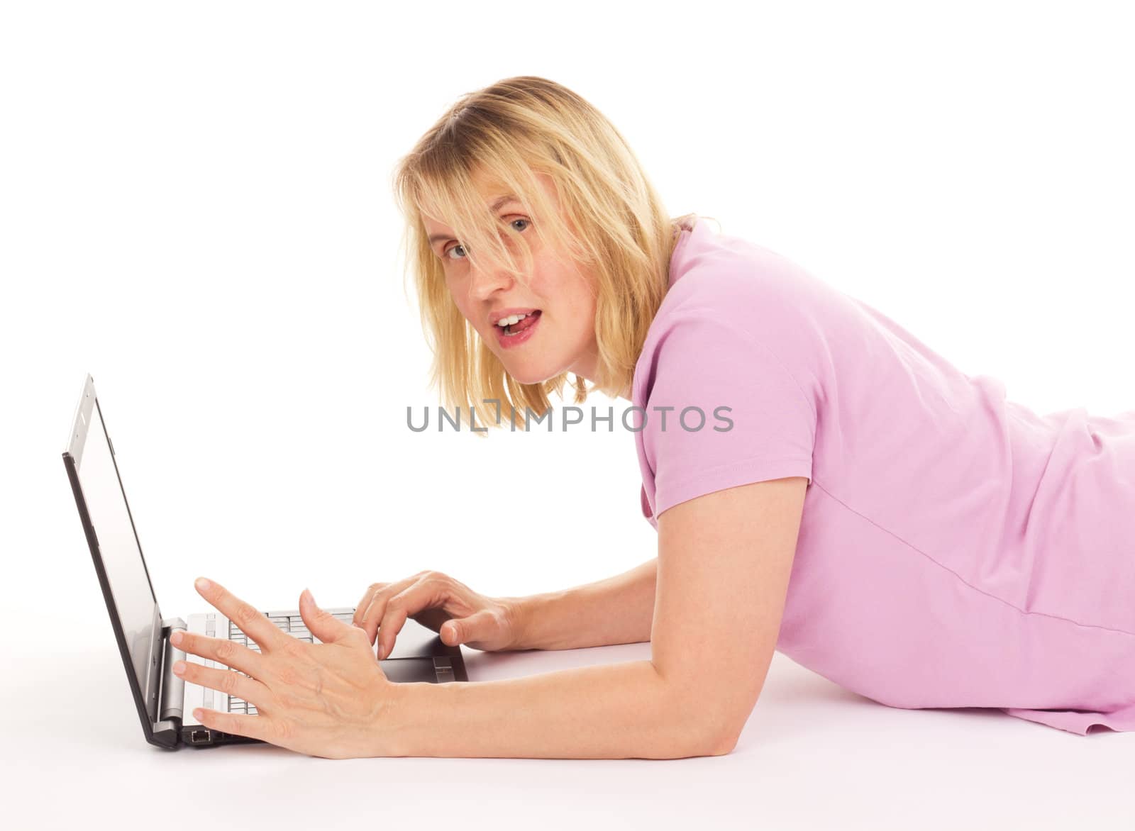Attractive woman shopping over the internet by gwolters