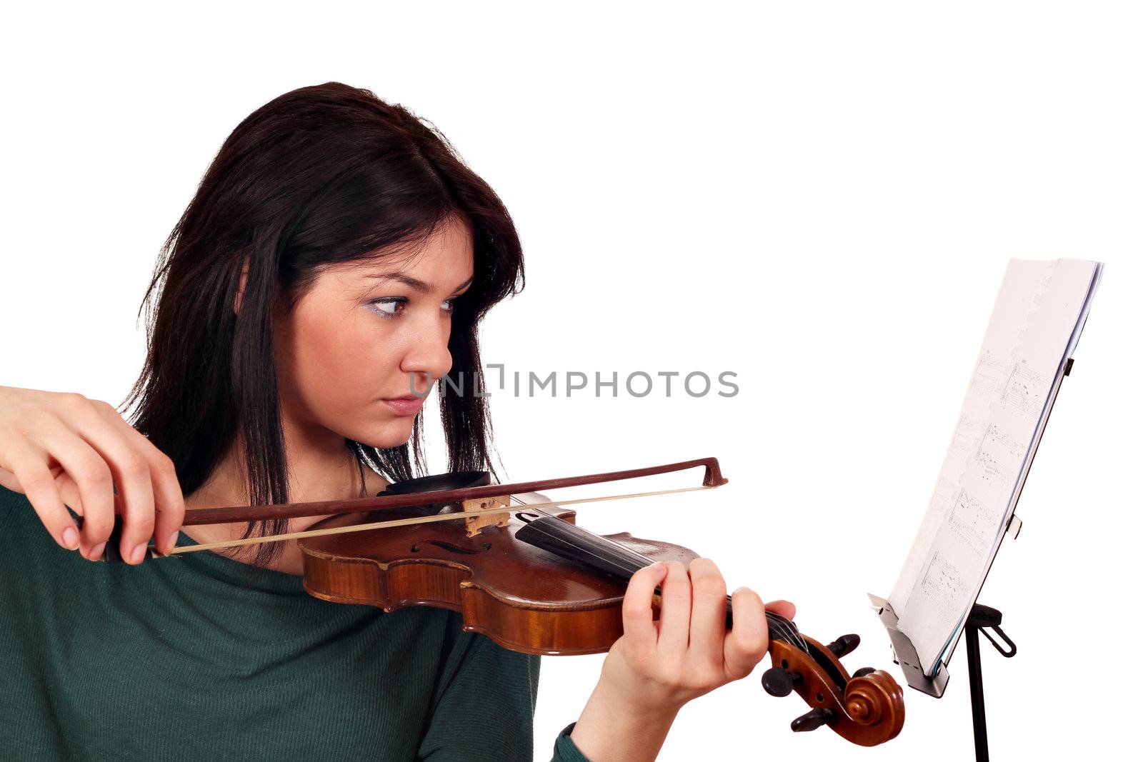 beautiful girl play violin