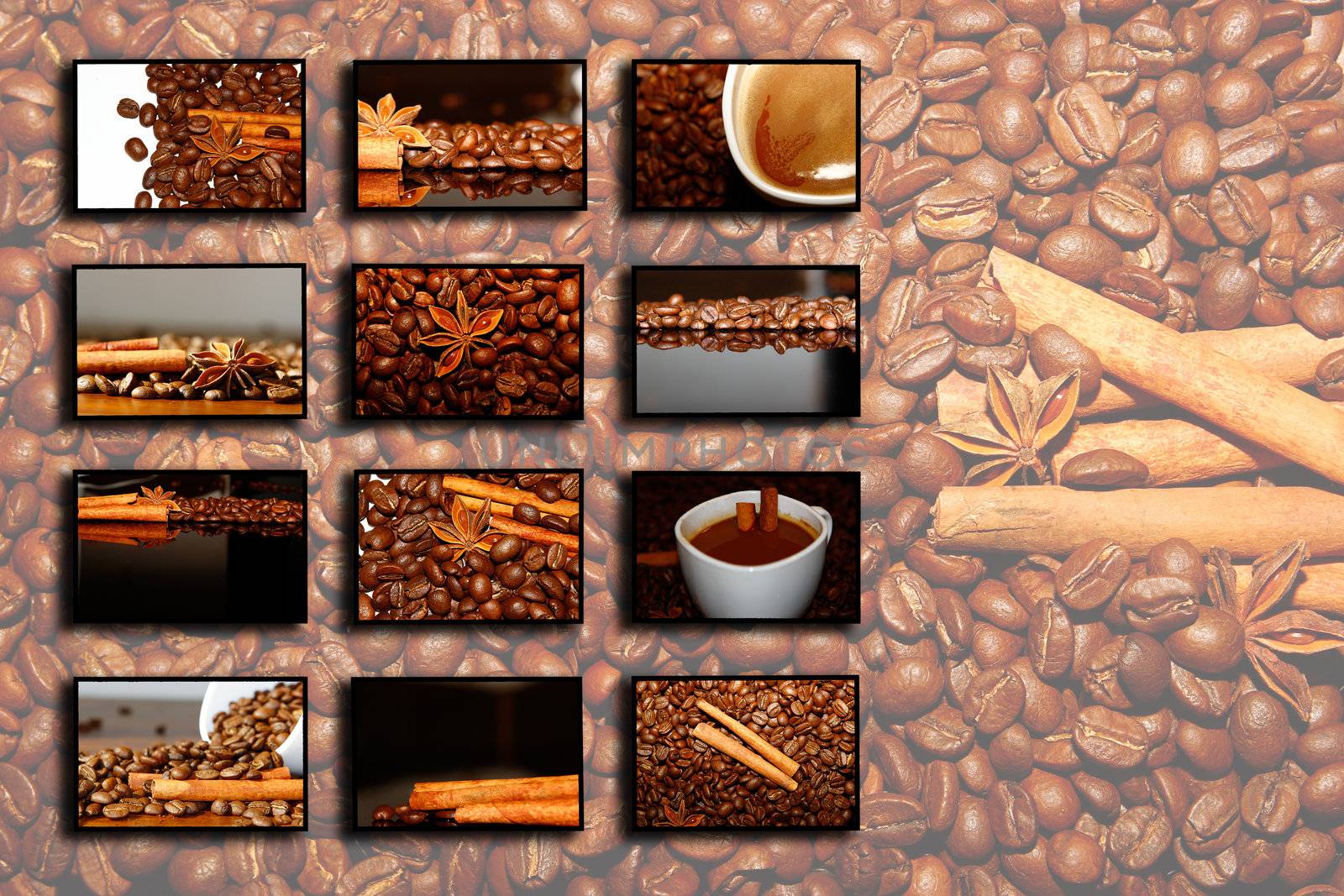 collage (collection) background of different coffee motives by Natalia-Reutova