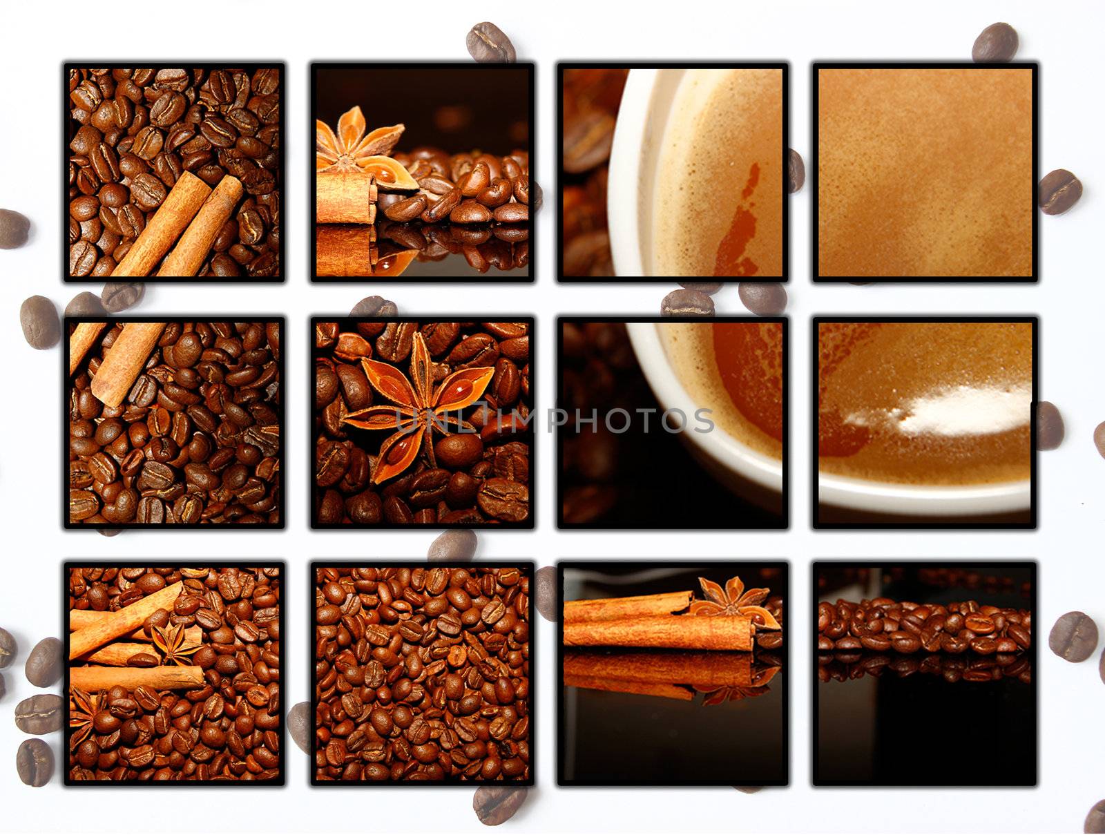 collage (collection) background of different coffee motives by Natalia-Reutova