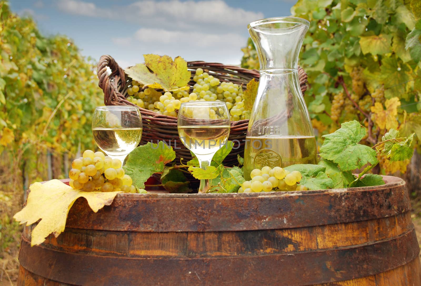 white wine and grape