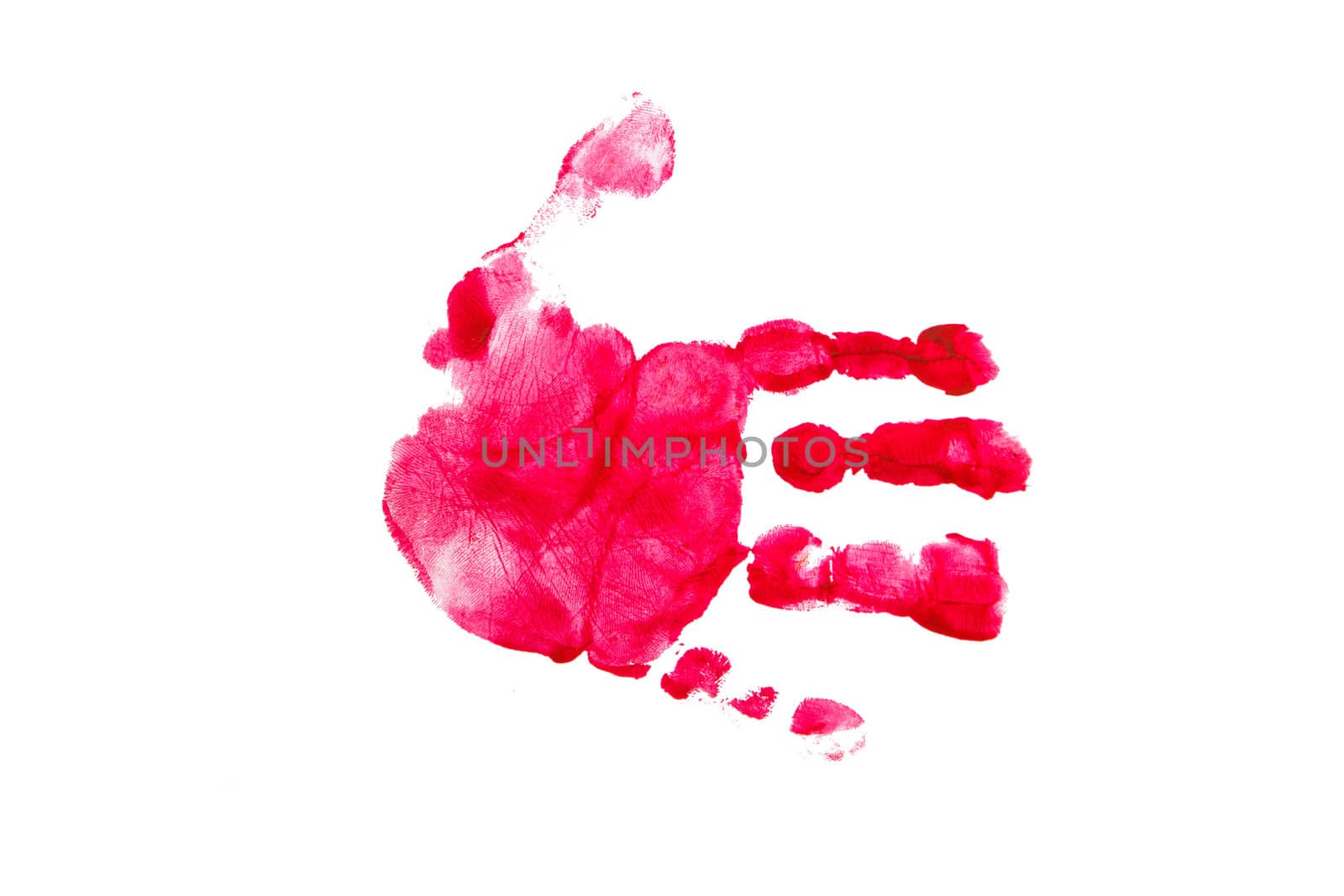 print of a kid hand on white background