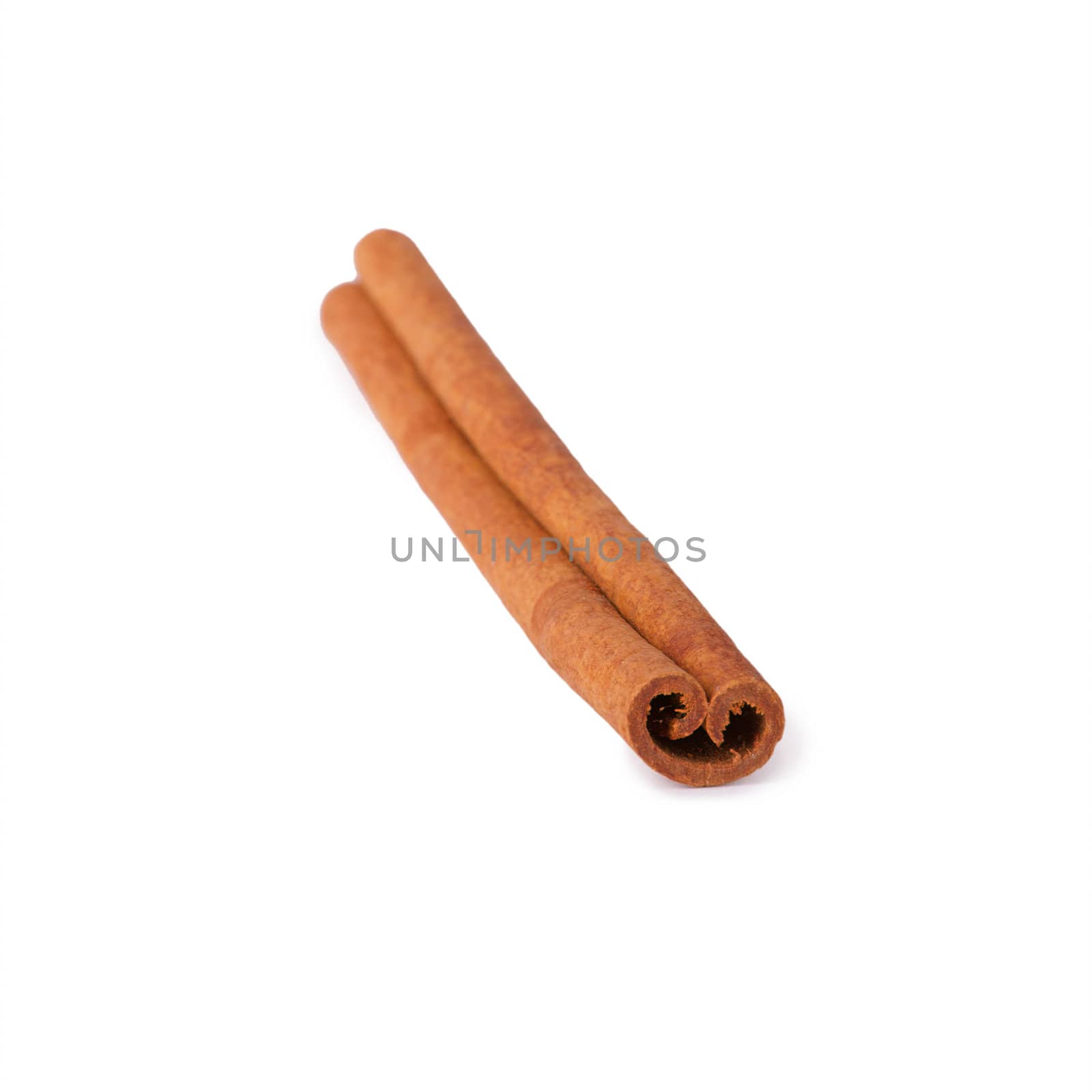 One cinnamon stick isolated on white background