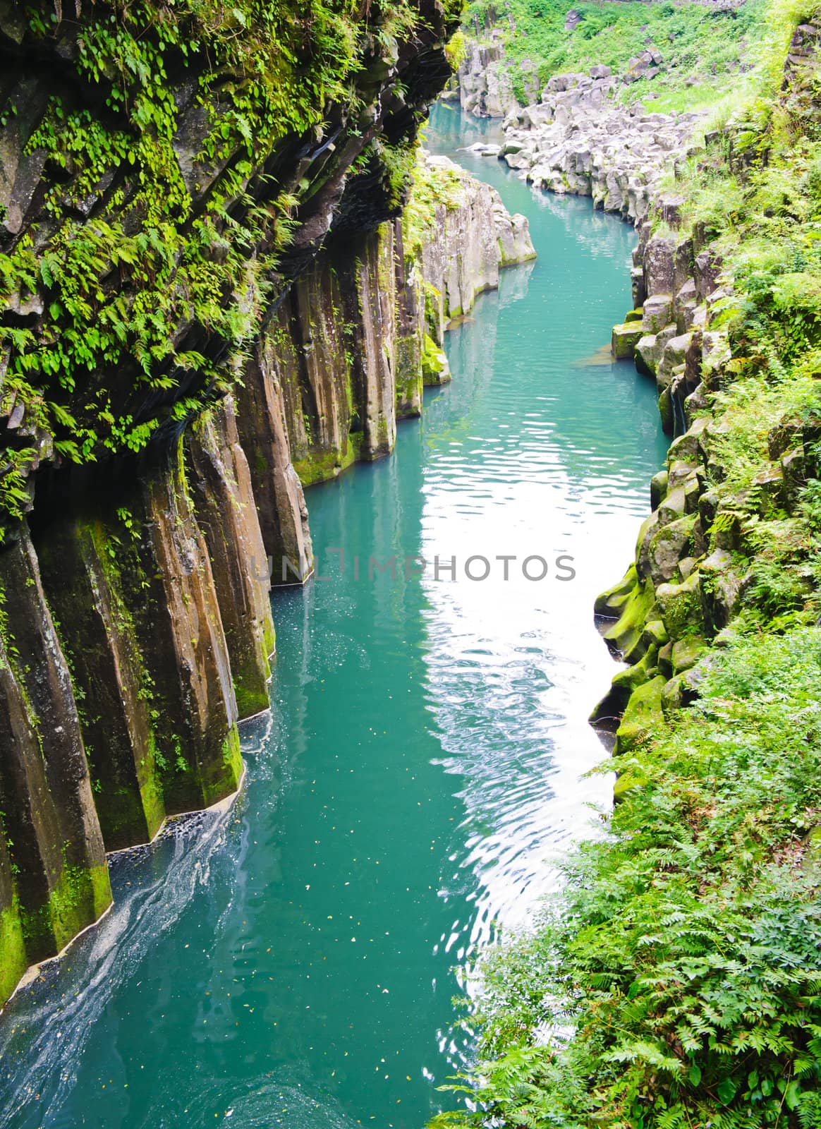 Beautiful gorge Takachiho with a blue river, Japan - Kyushu island