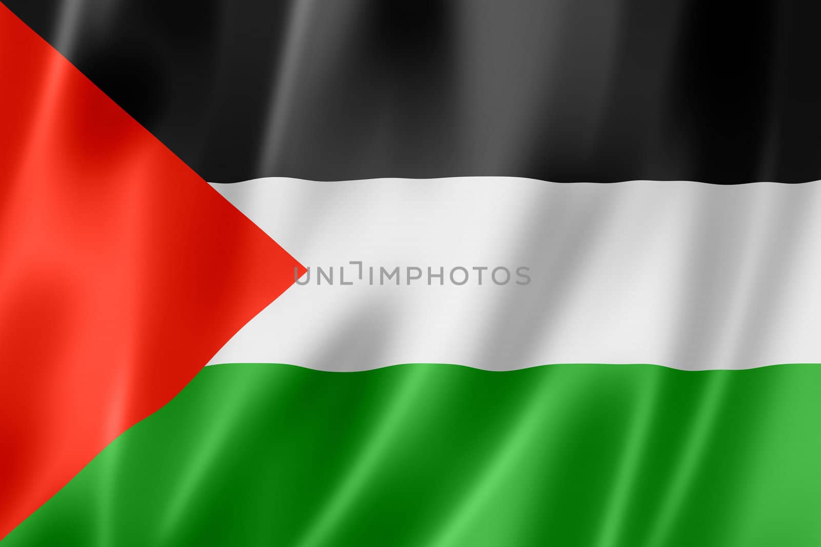 Palestine flag, three dimensional render, satin texture