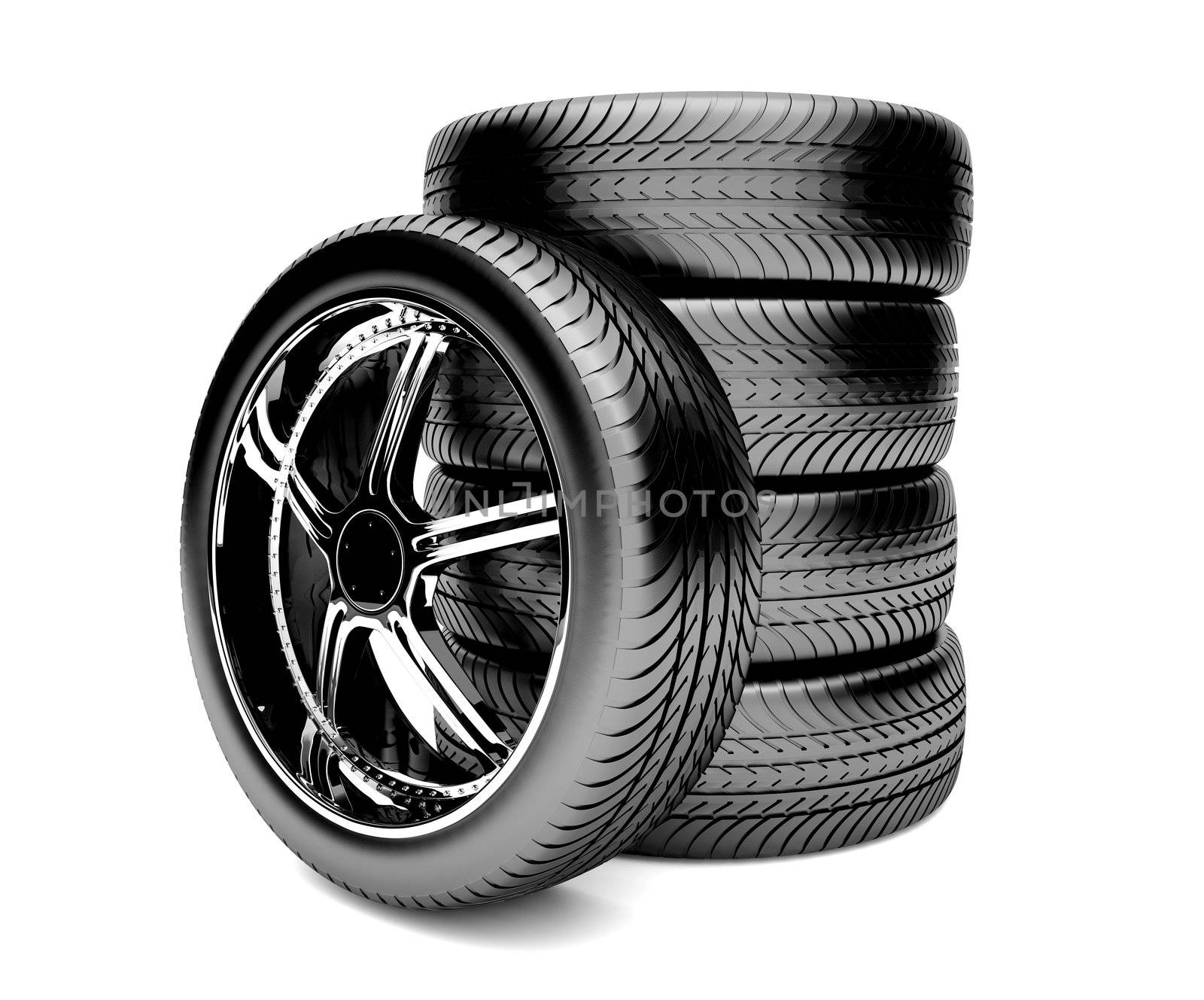 3d tires isolated on white background by Nobilior