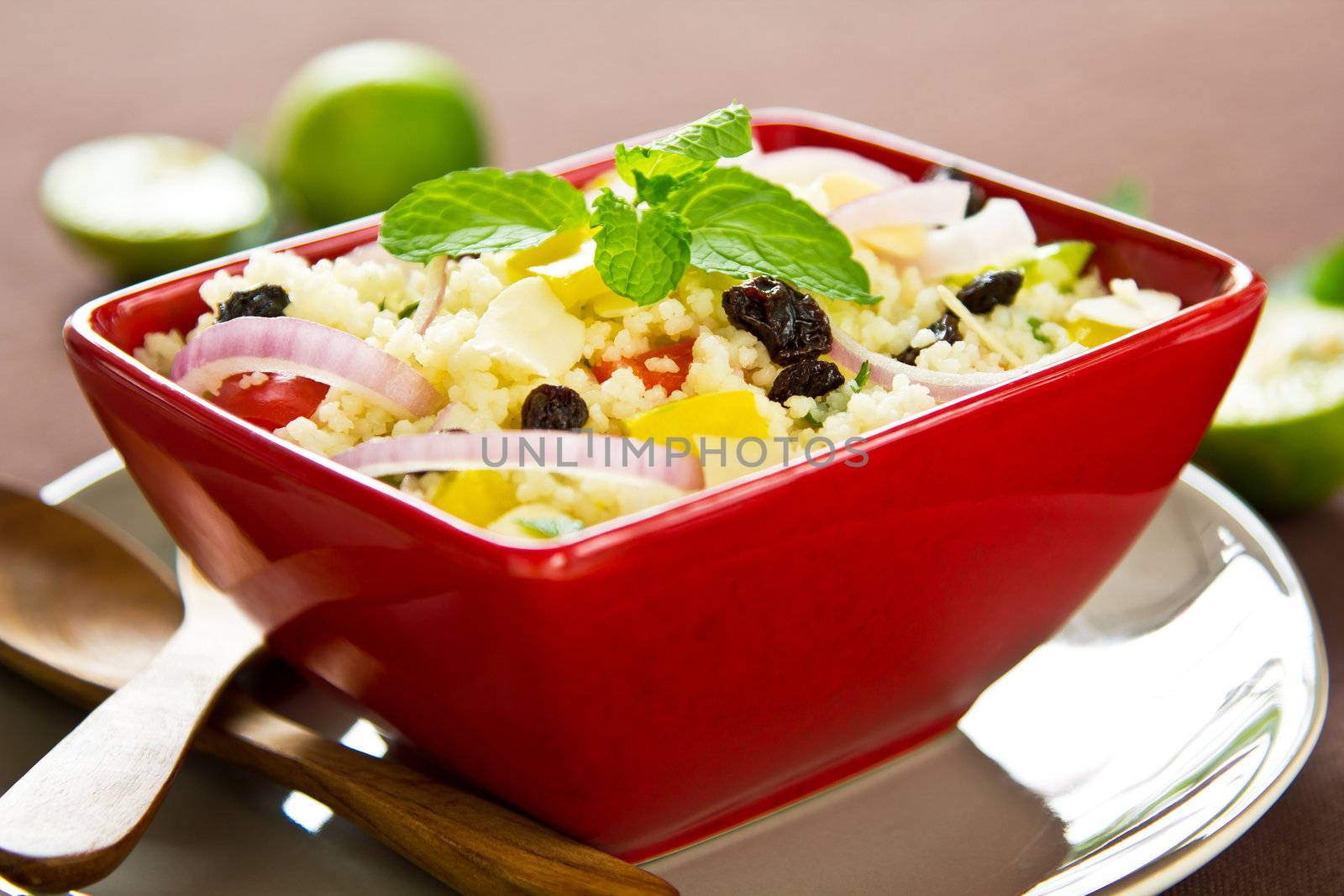 Couscous with raisin and almond salad