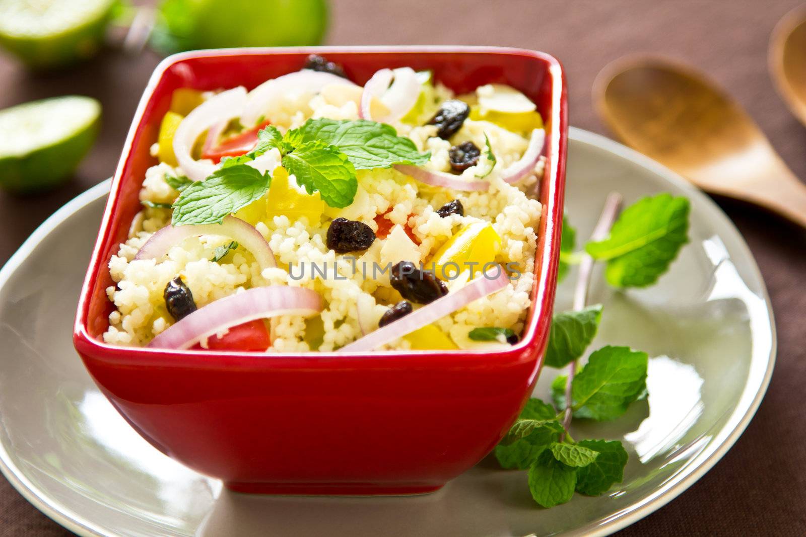 Couscous with raisin and almond salad