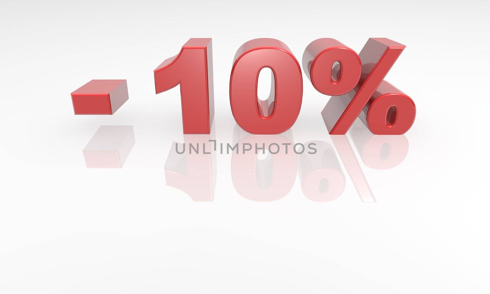 10 percent off red font text with reflection by jeremywhat
