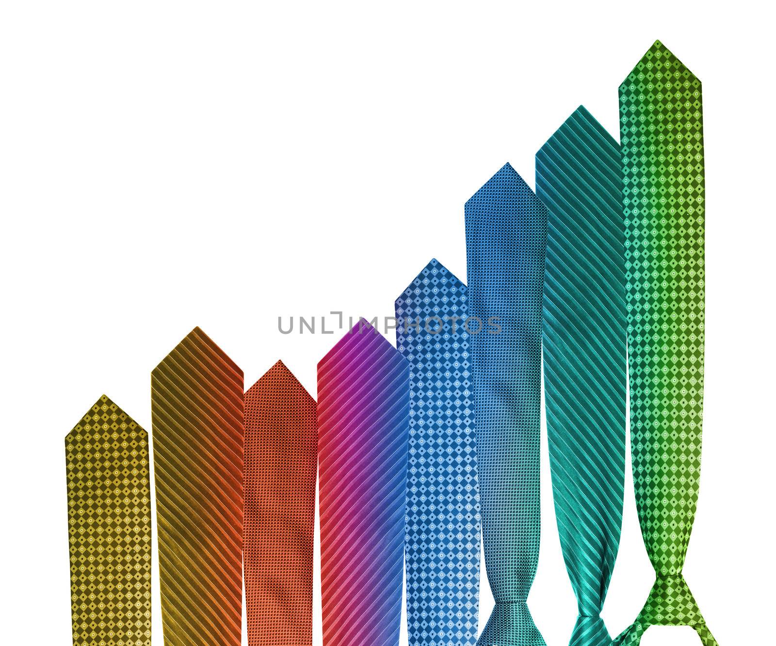 Colorful necktie business graph showing growth