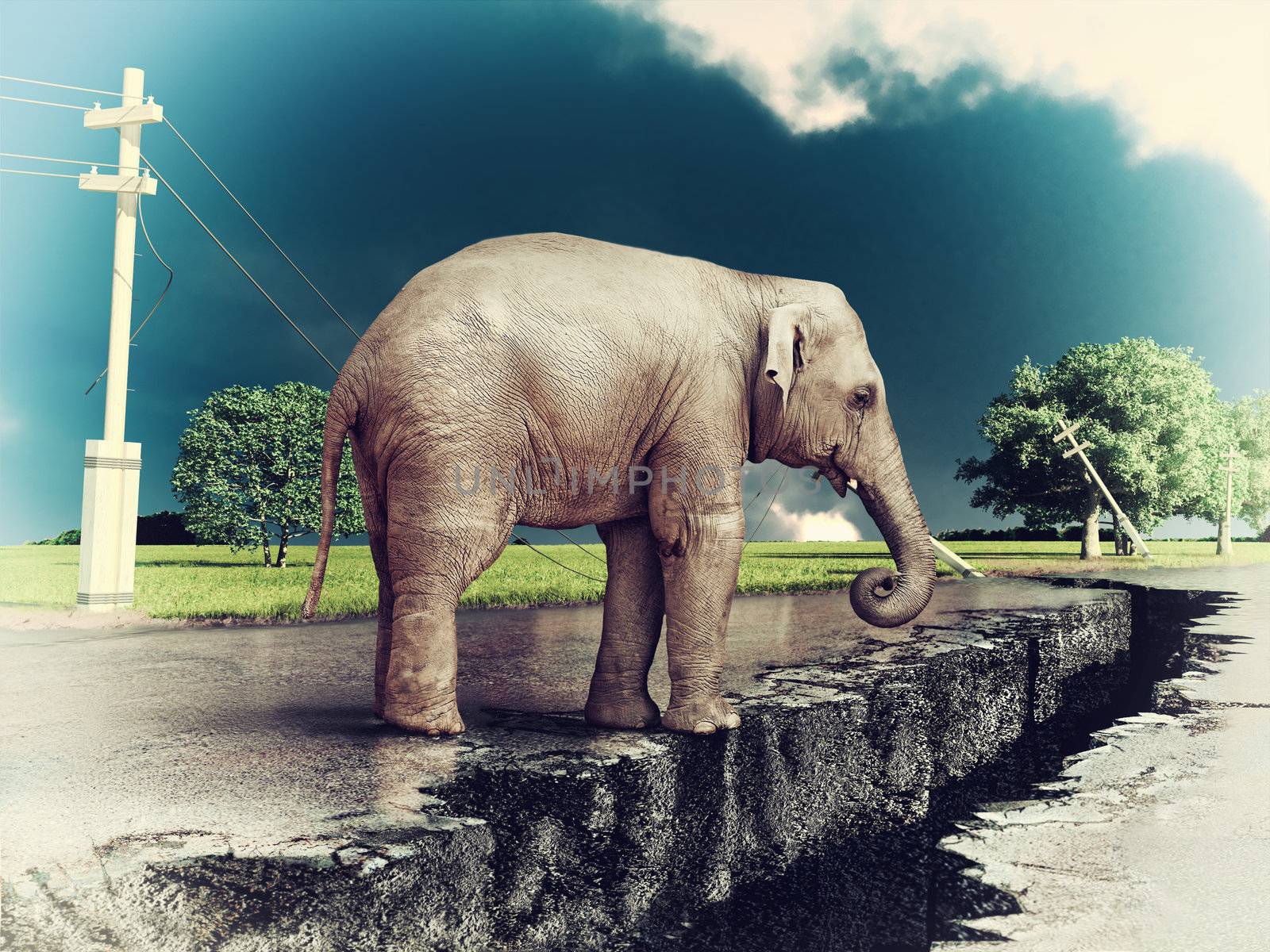 elephant on the road by vicnt