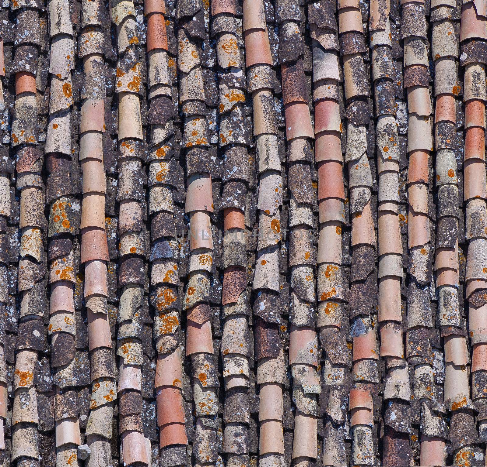 old roof tile close-up texture