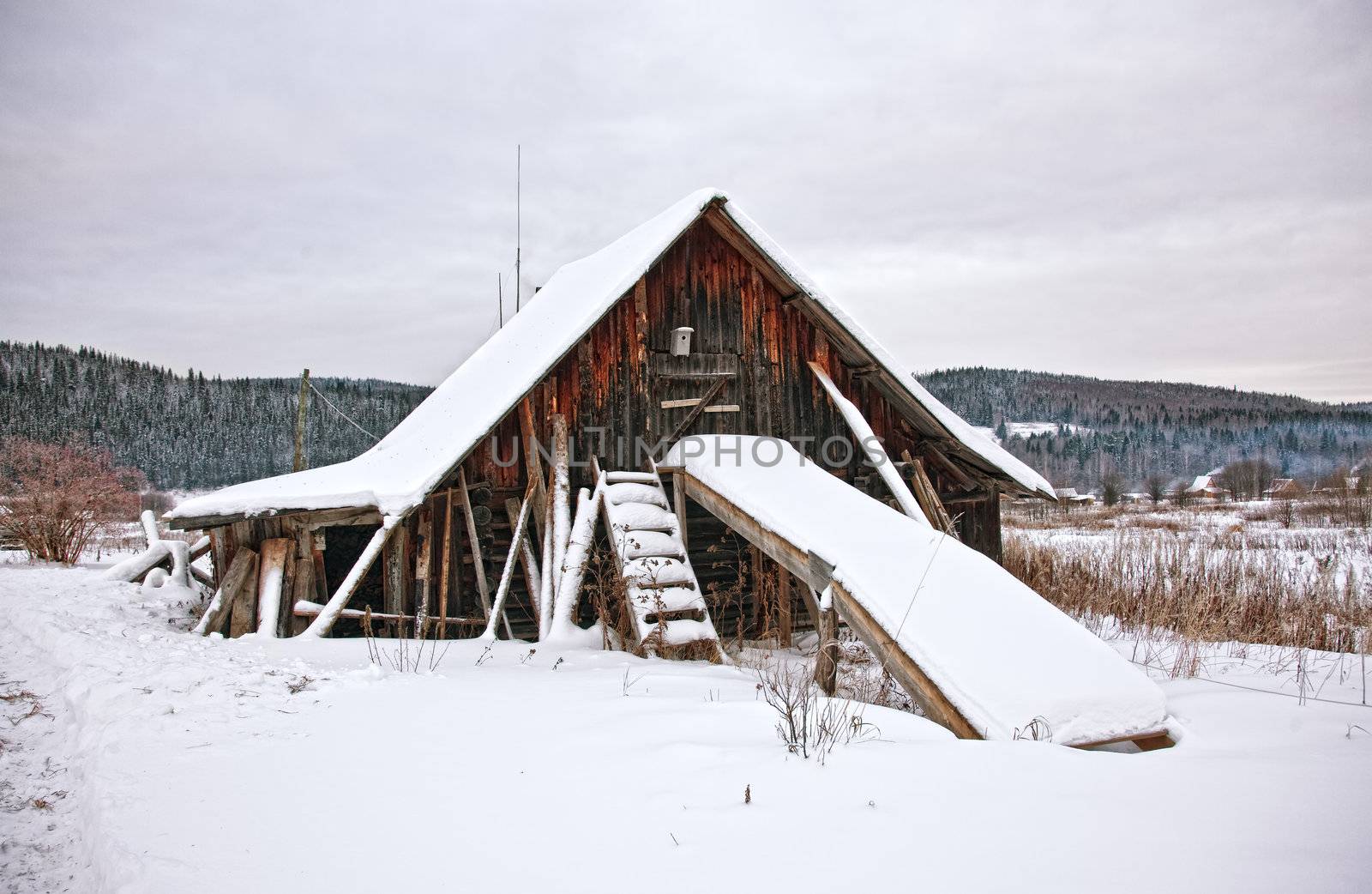  old wooden house in siberia forest