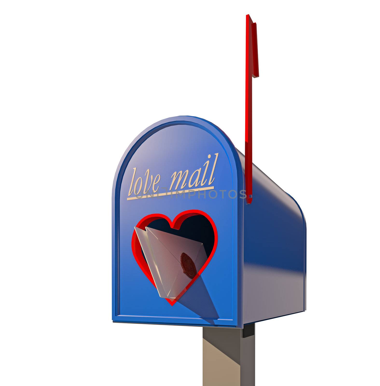 mailbox with heart-shape hole for love mail (3D concept)