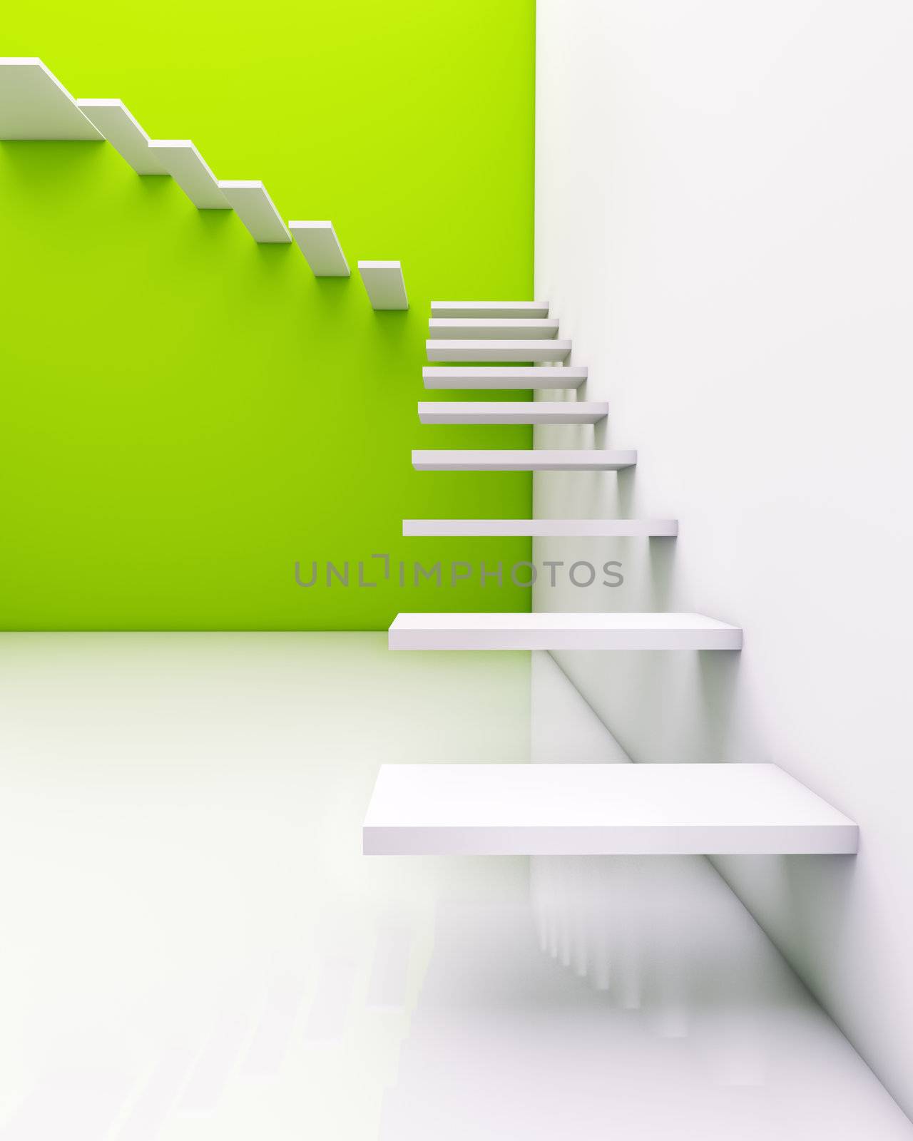 stair concept with green background (illustration)